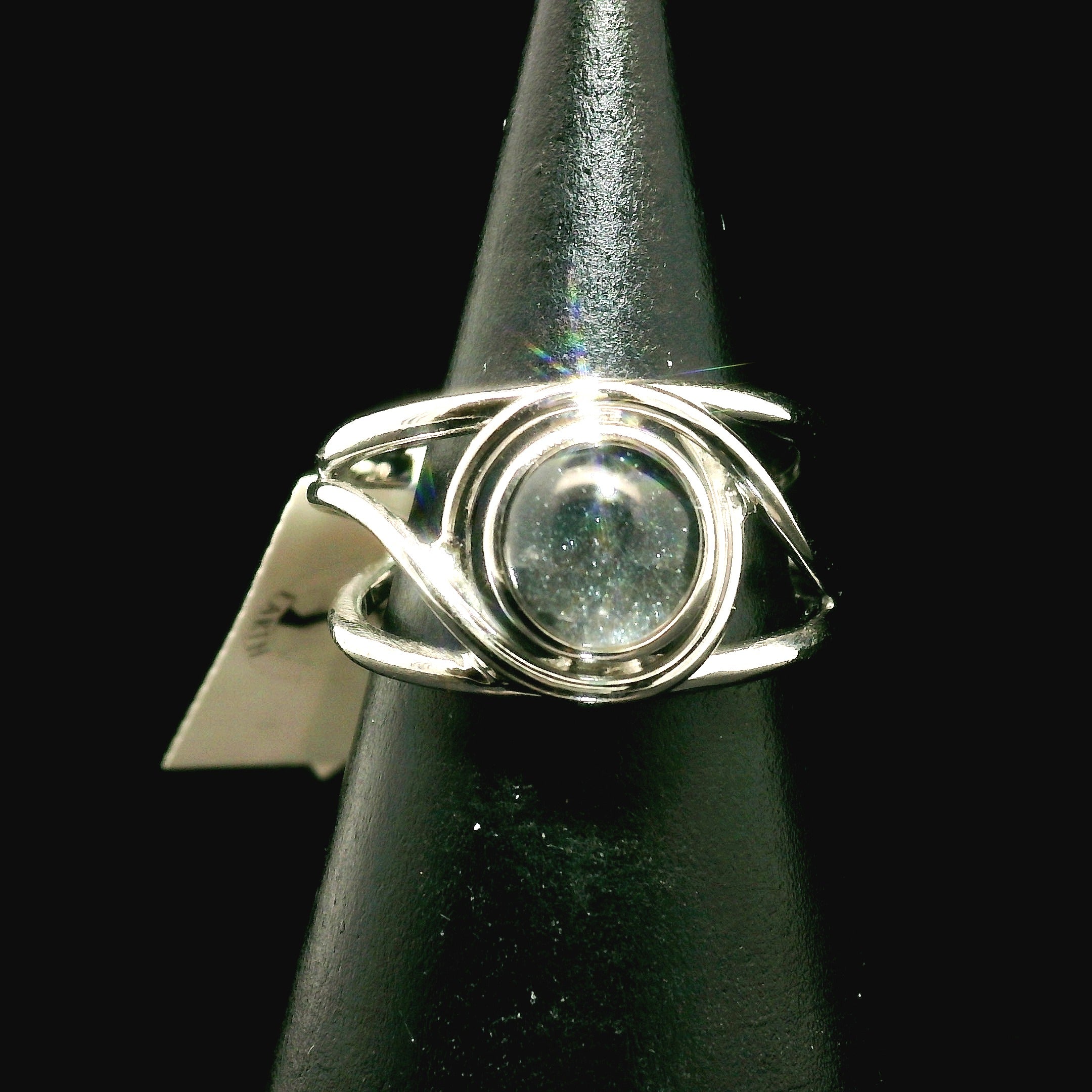 Silver in Quartz Cuff Ring .925 Silver for Clearing Energy, Manifestation and Protection