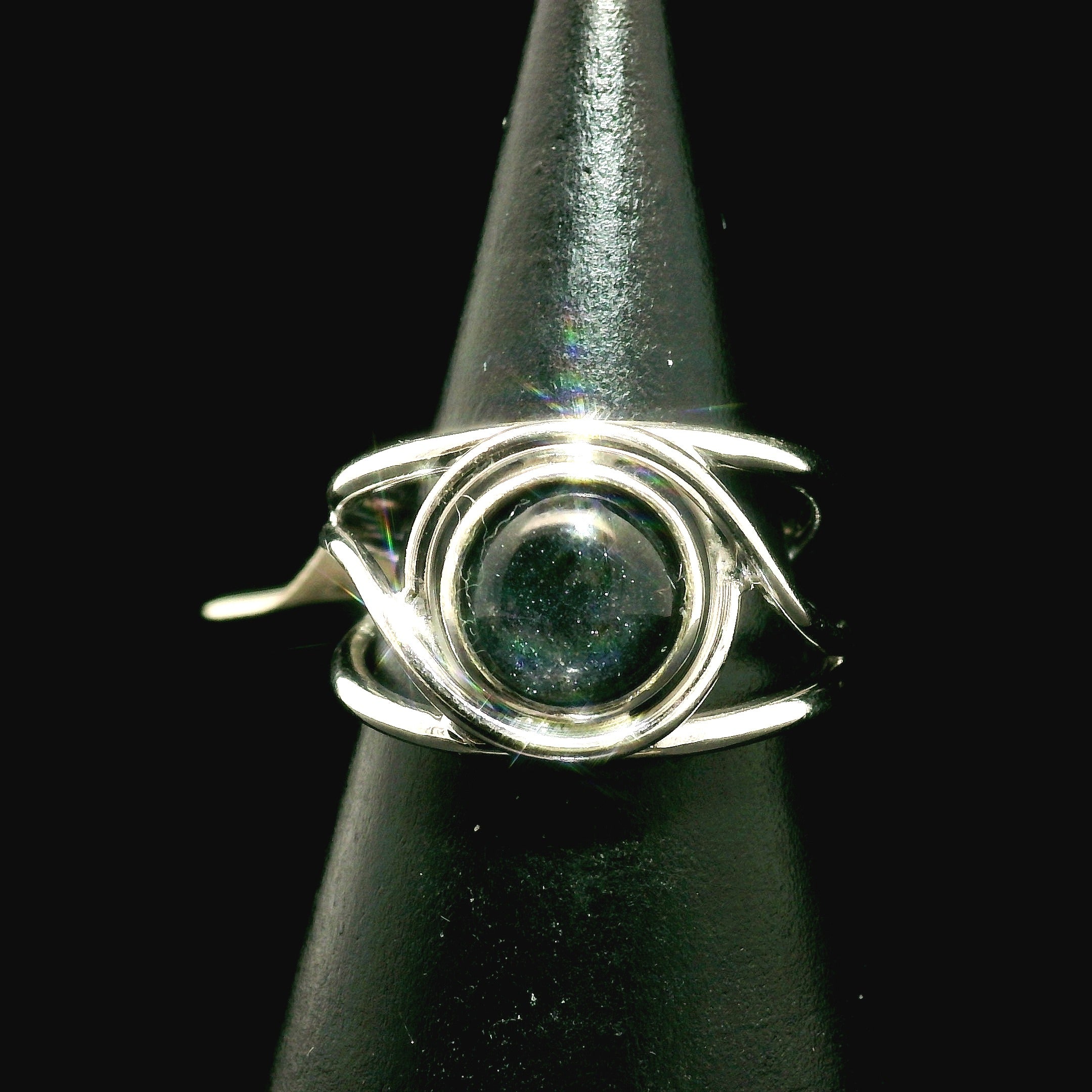 Silver in Quartz Cuff Ring .925 Silver for Clearing Energy, Manifestation and Protection