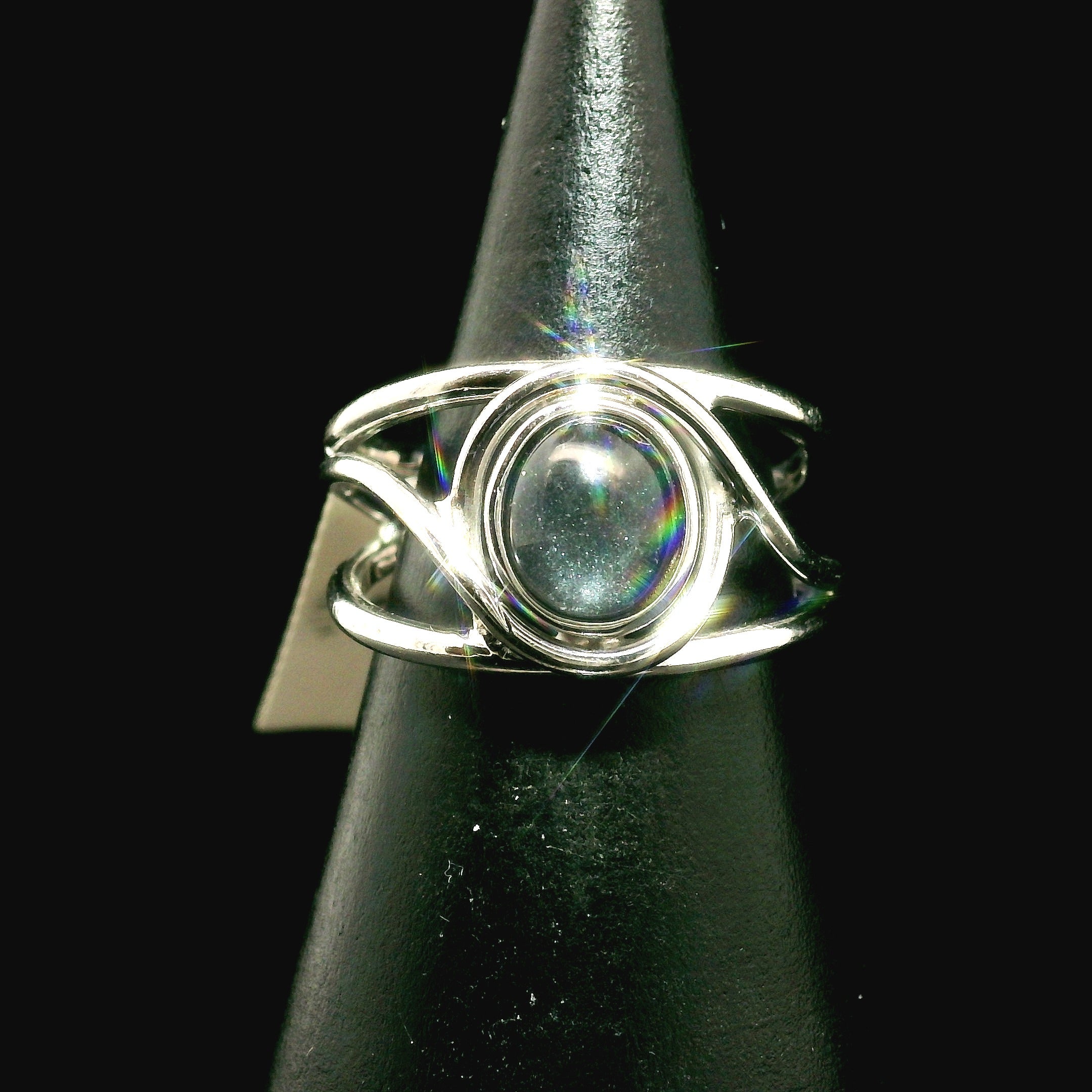 Silver in Quartz Cuff Ring .925 Silver for Clearing Energy, Manifestation and Protection