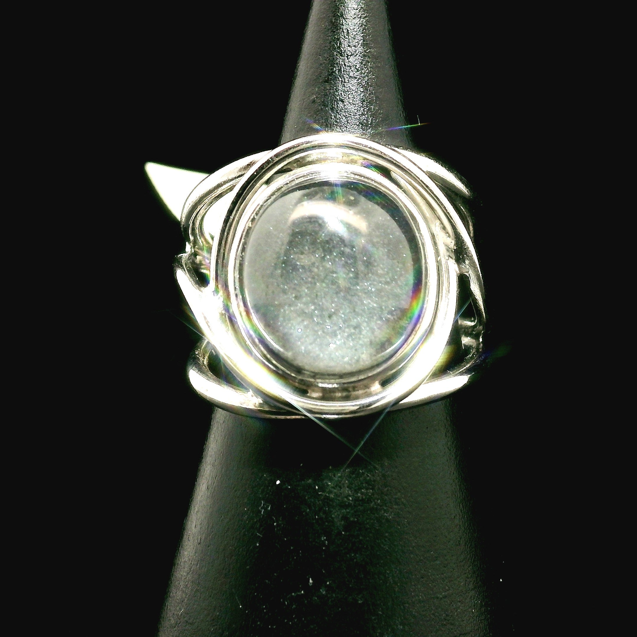 Silver in Quartz Cuff Ring .925 Silver for Clearing Energy, Manifestation and Protection