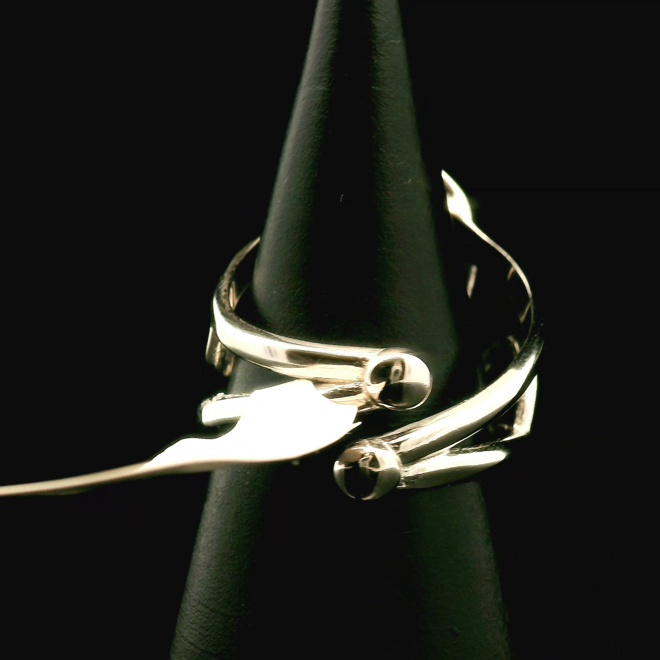 Snakeskin Stone Cuff Ring .925 Silver for Emotional Support, Joy and Self Worth