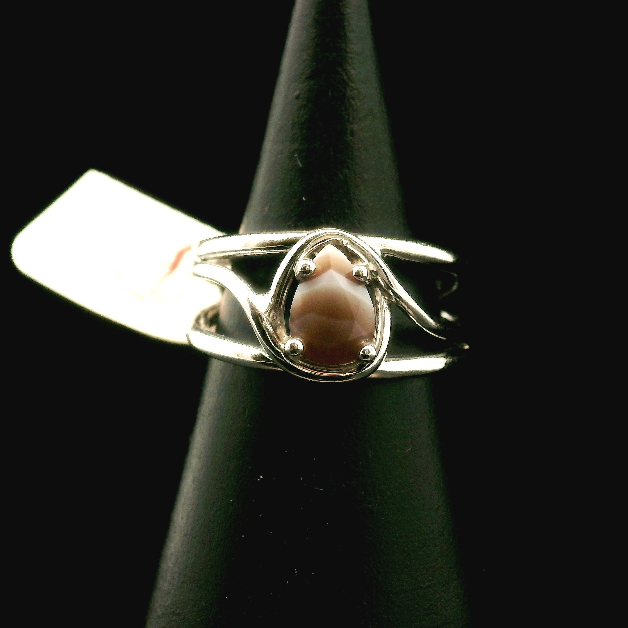 Botswana Agate Faceted Midi Cuff Ring .925 Silver for Hope, Protection and Strength