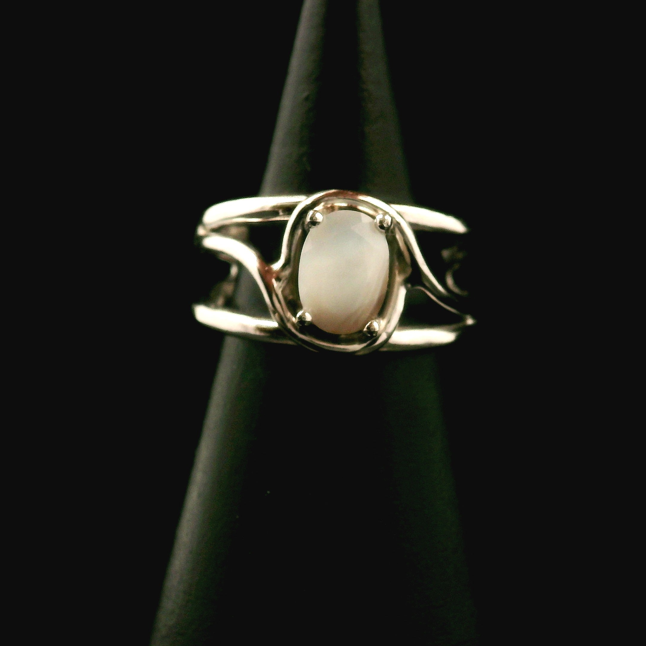 Botswana Agate Faceted Midi Cuff Ring .925 Silver for Hope, Protection and Strength