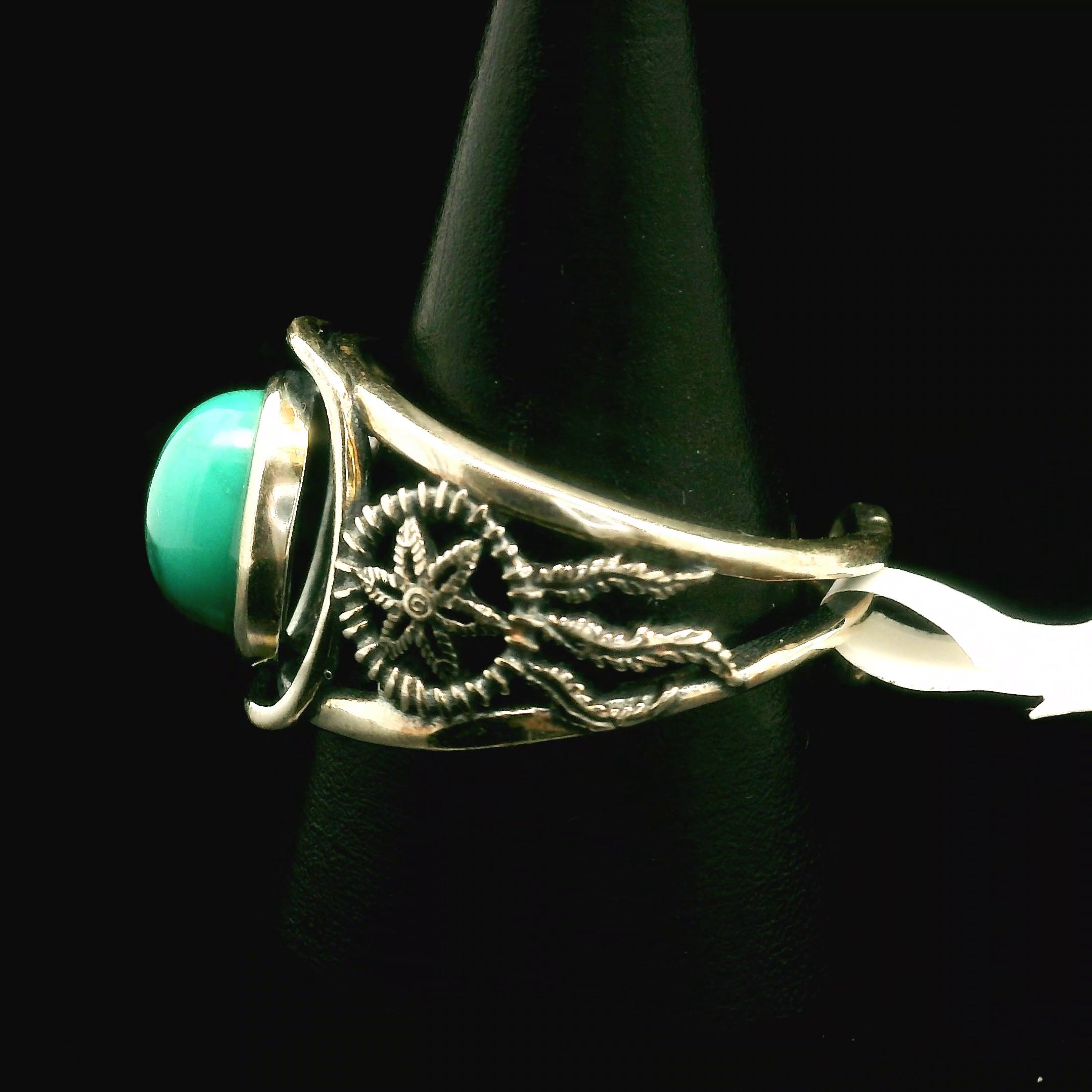 Turquoise Dream Catcher Cuff Ring for Good Luck, Prosperity and Protection