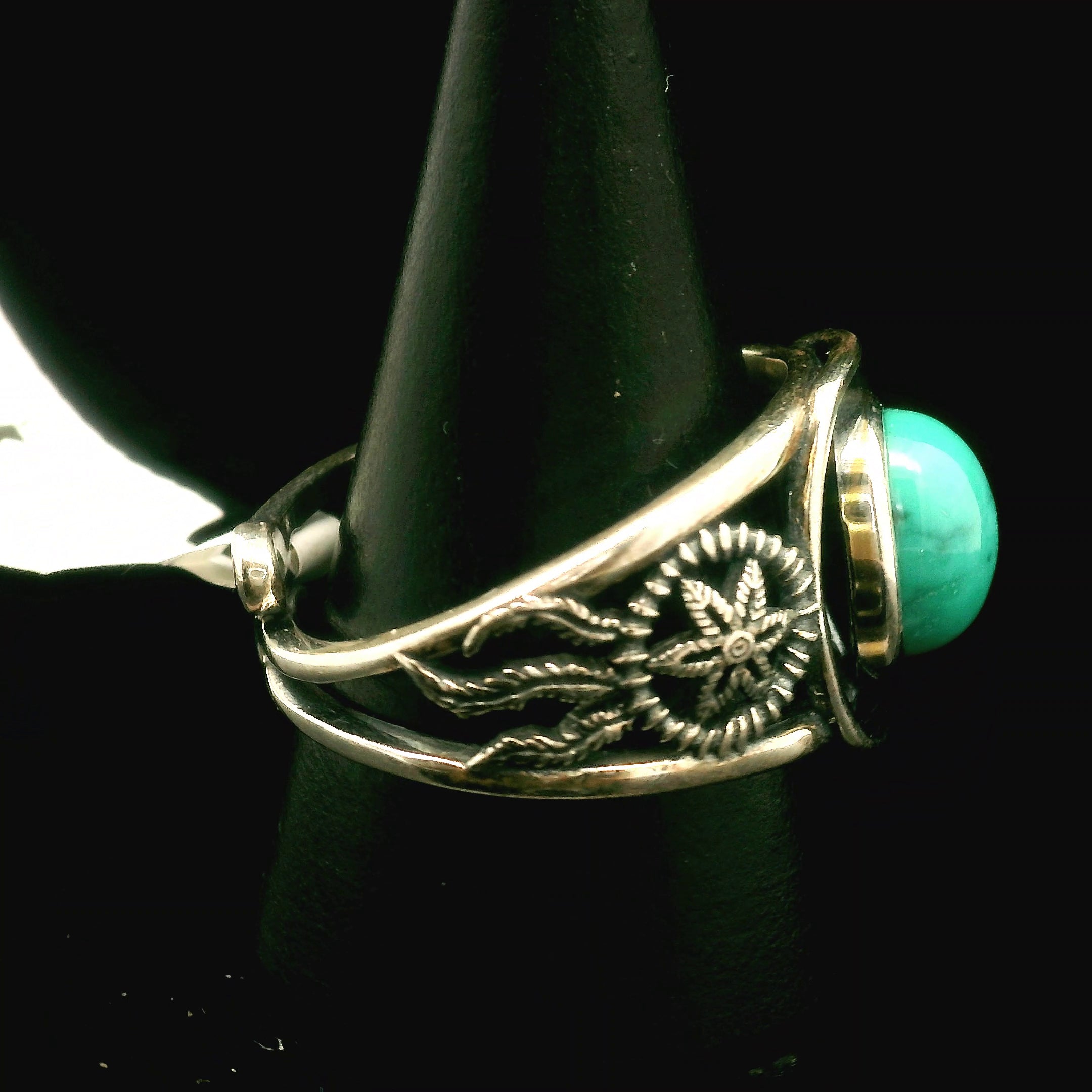 Turquoise Dream Catcher Cuff Ring for Good Luck, Prosperity and Protection