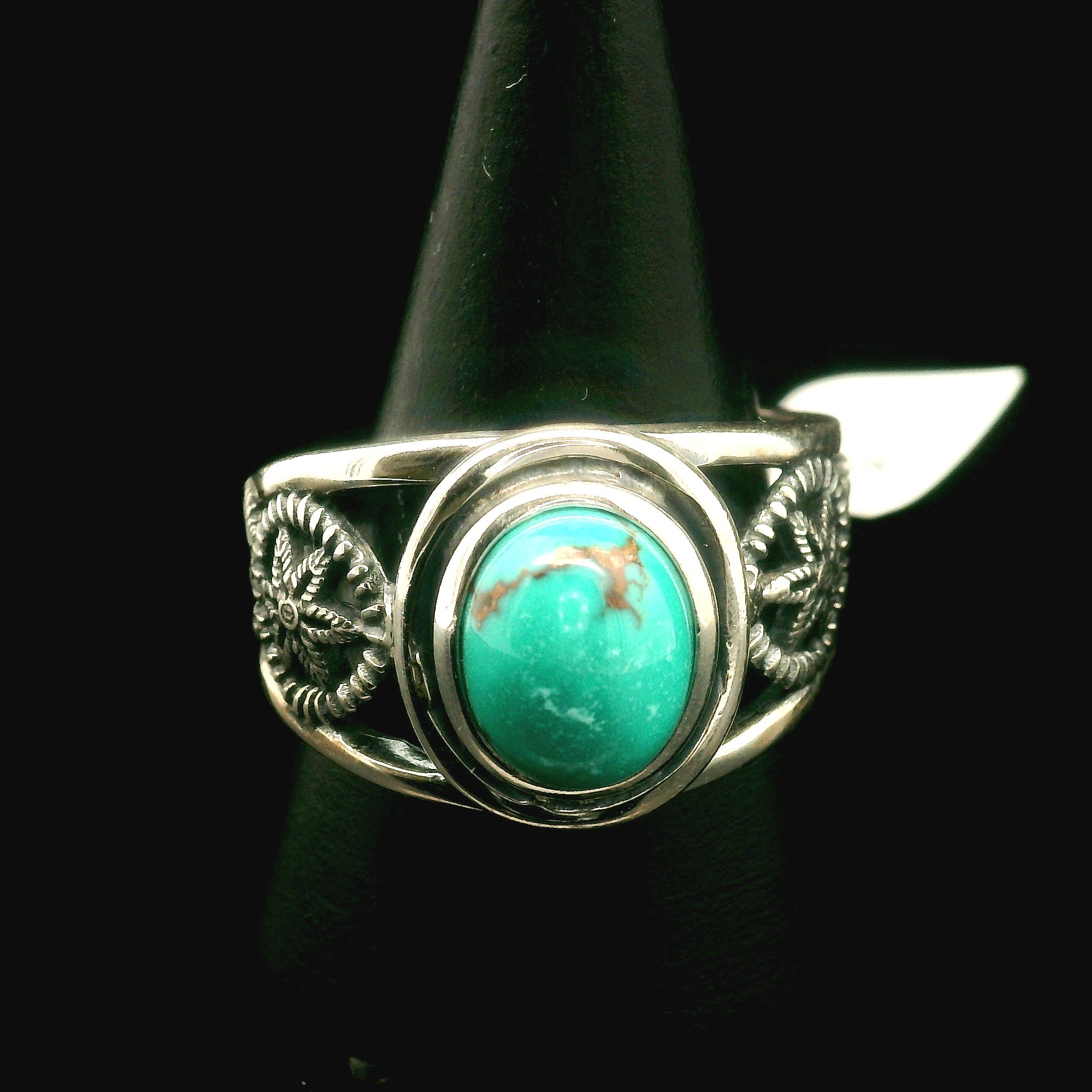 Turquoise Dream Catcher Cuff Ring for Good Luck, Prosperity and Protection