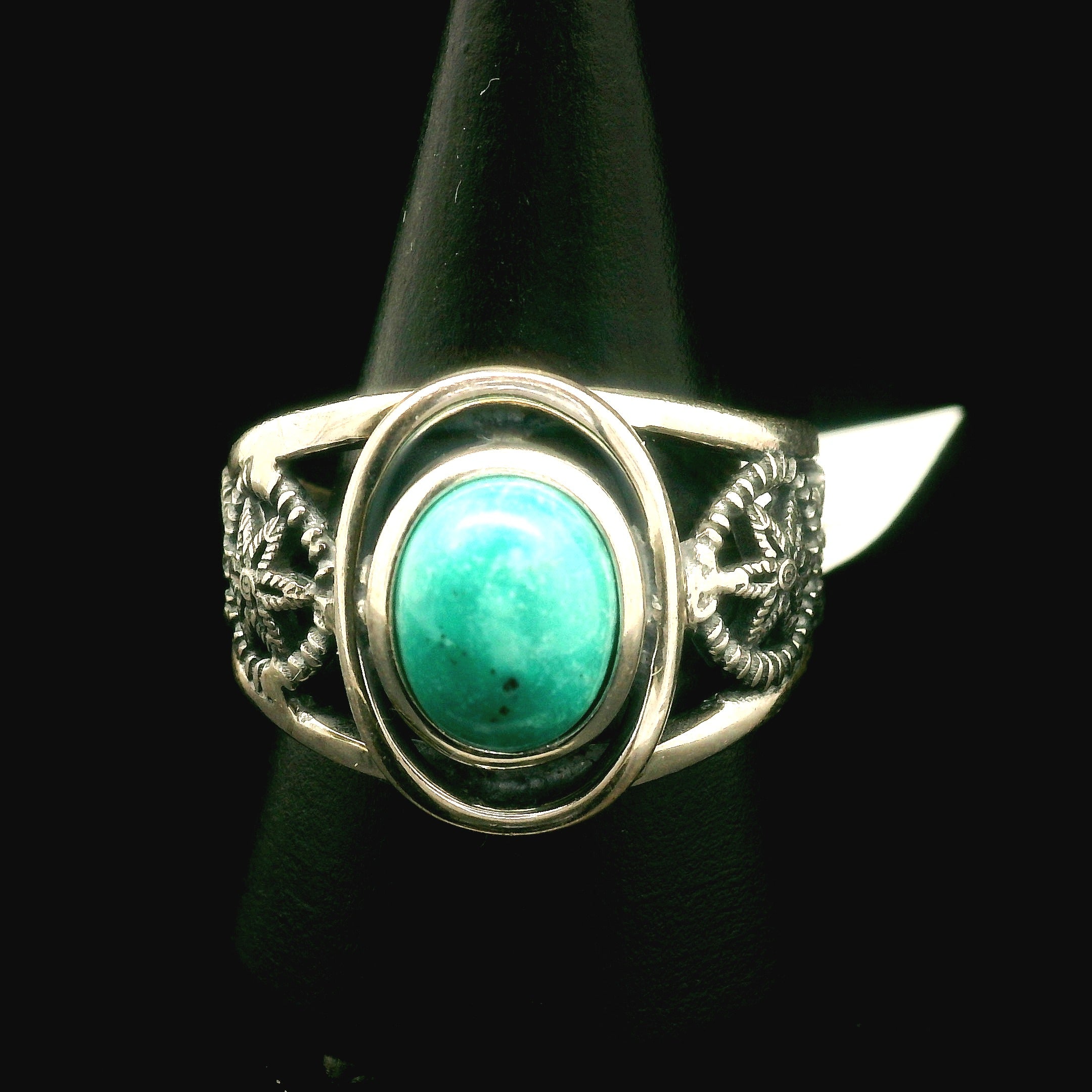 Turquoise Dream Catcher Cuff Ring for Good Luck, Prosperity and Protection