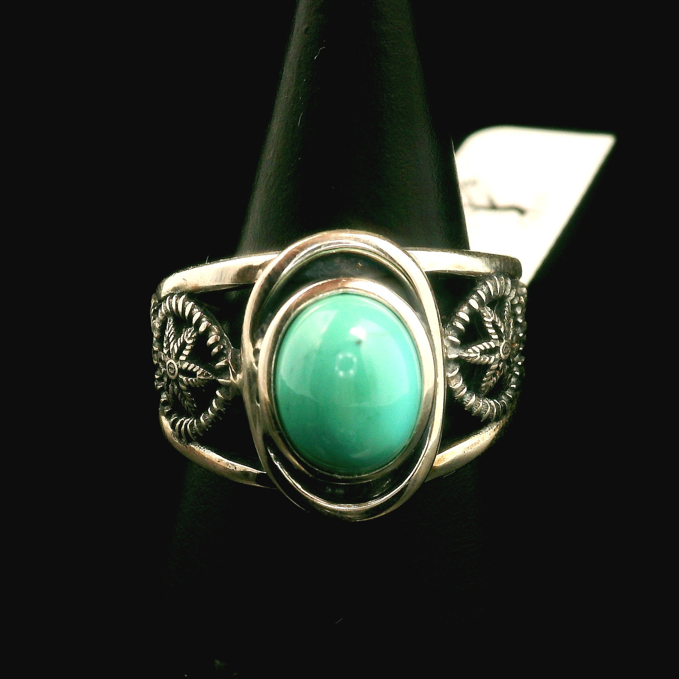Turquoise Dream Catcher Cuff Ring for Good Luck, Prosperity and Protection