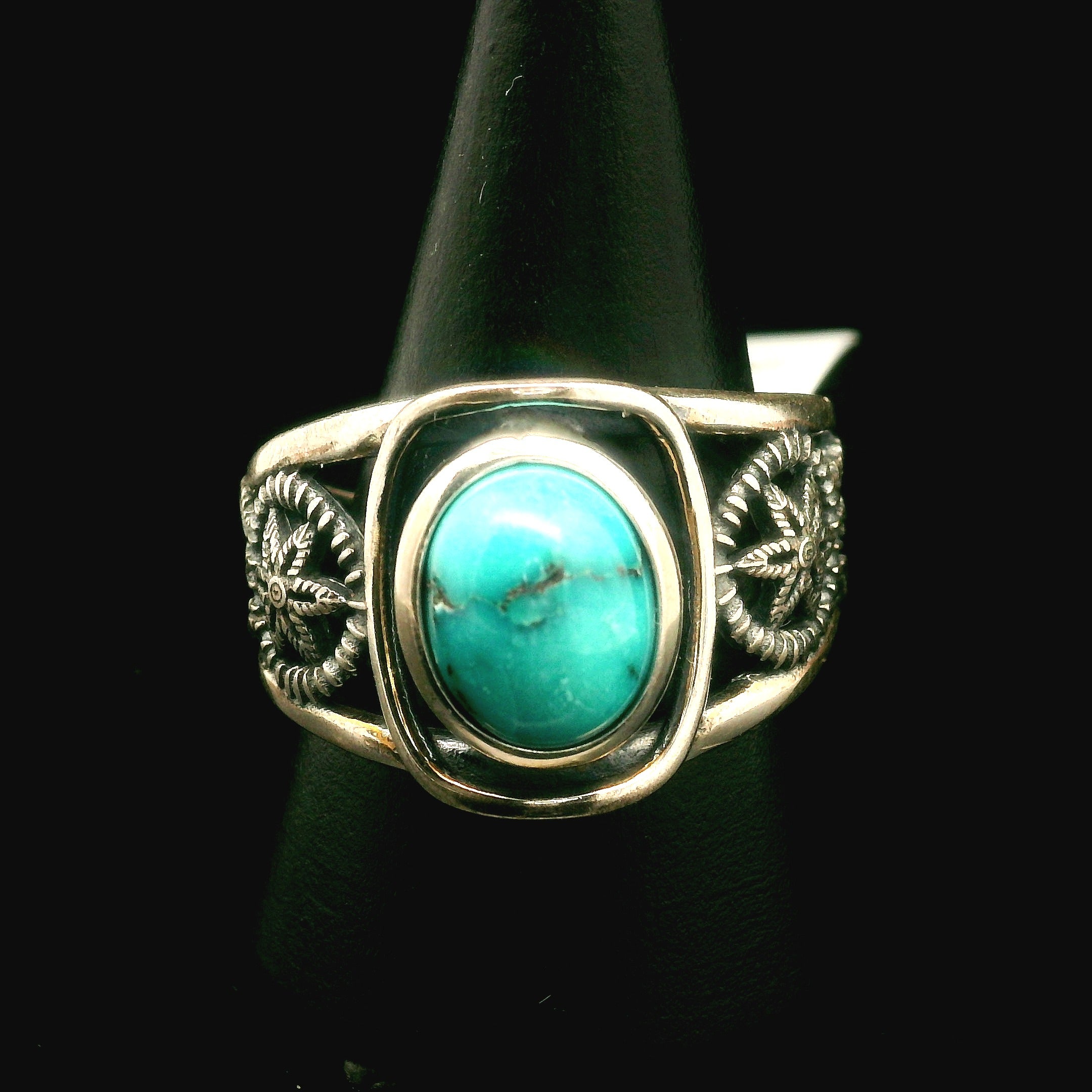 Turquoise Dream Catcher Cuff Ring for Good Luck, Prosperity and Protection