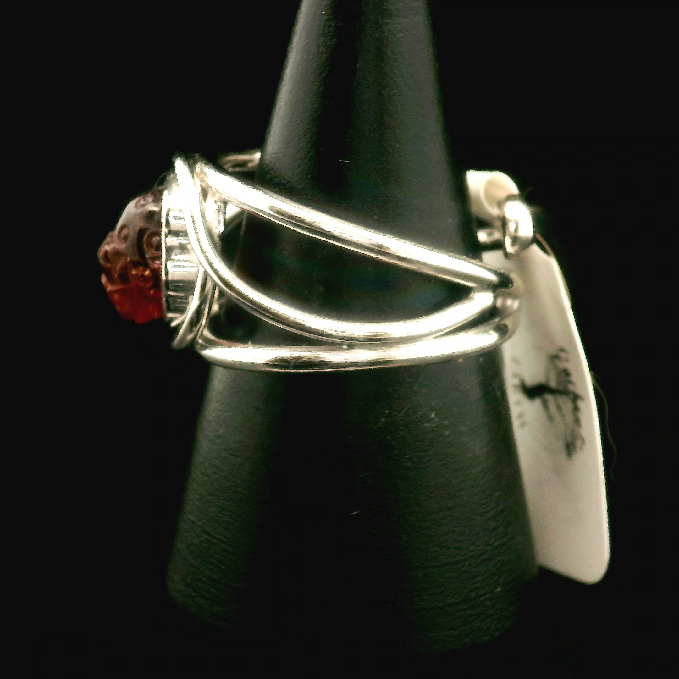 Hessonite Garnet Money Toad Cuff Ring in .925 Silver for Manifesting Love and Success in your Career, Protection and Wealth