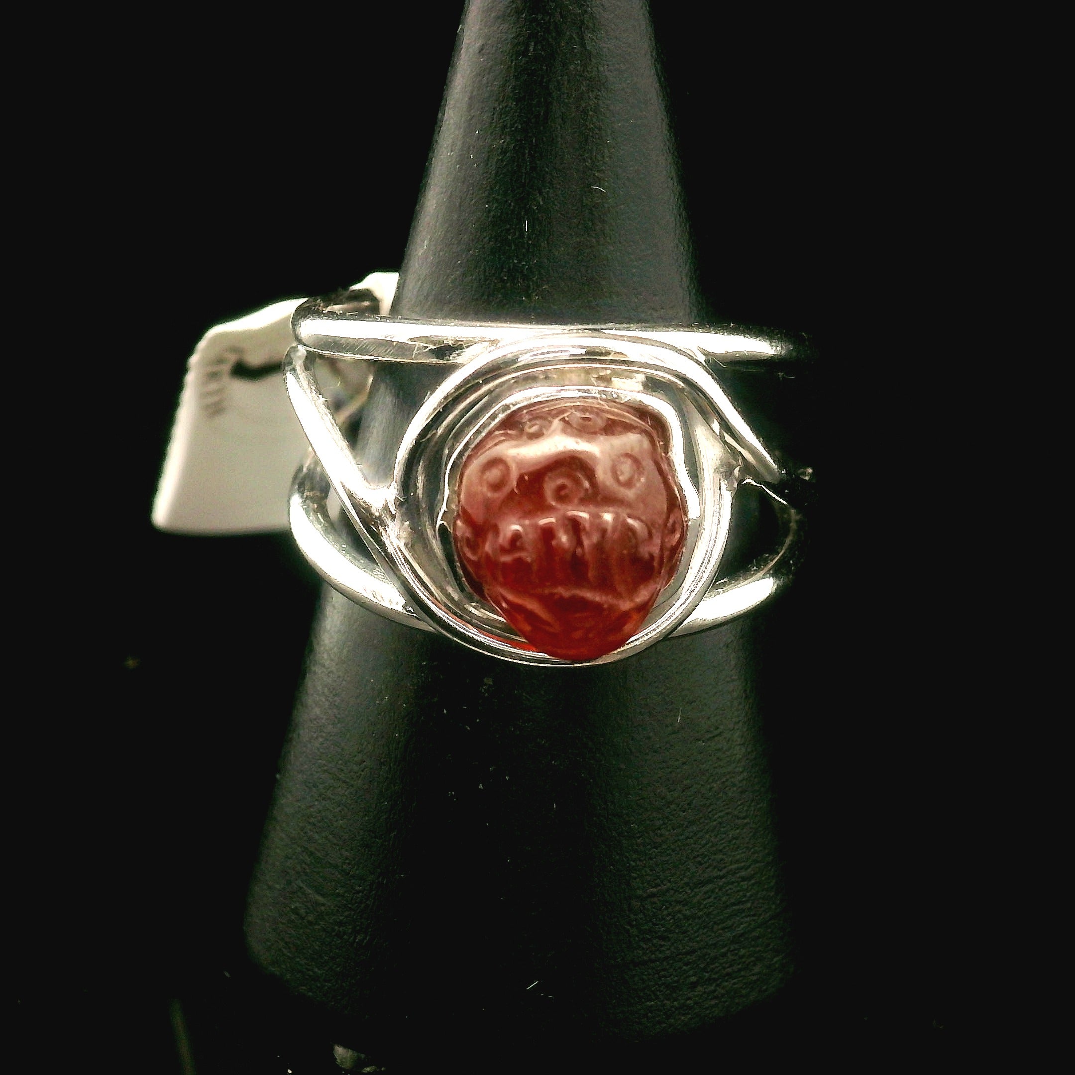 Hessonite Garnet Money Toad Cuff Ring in .925 Silver for Manifesting Love and Success in your Career, Protection and Wealth