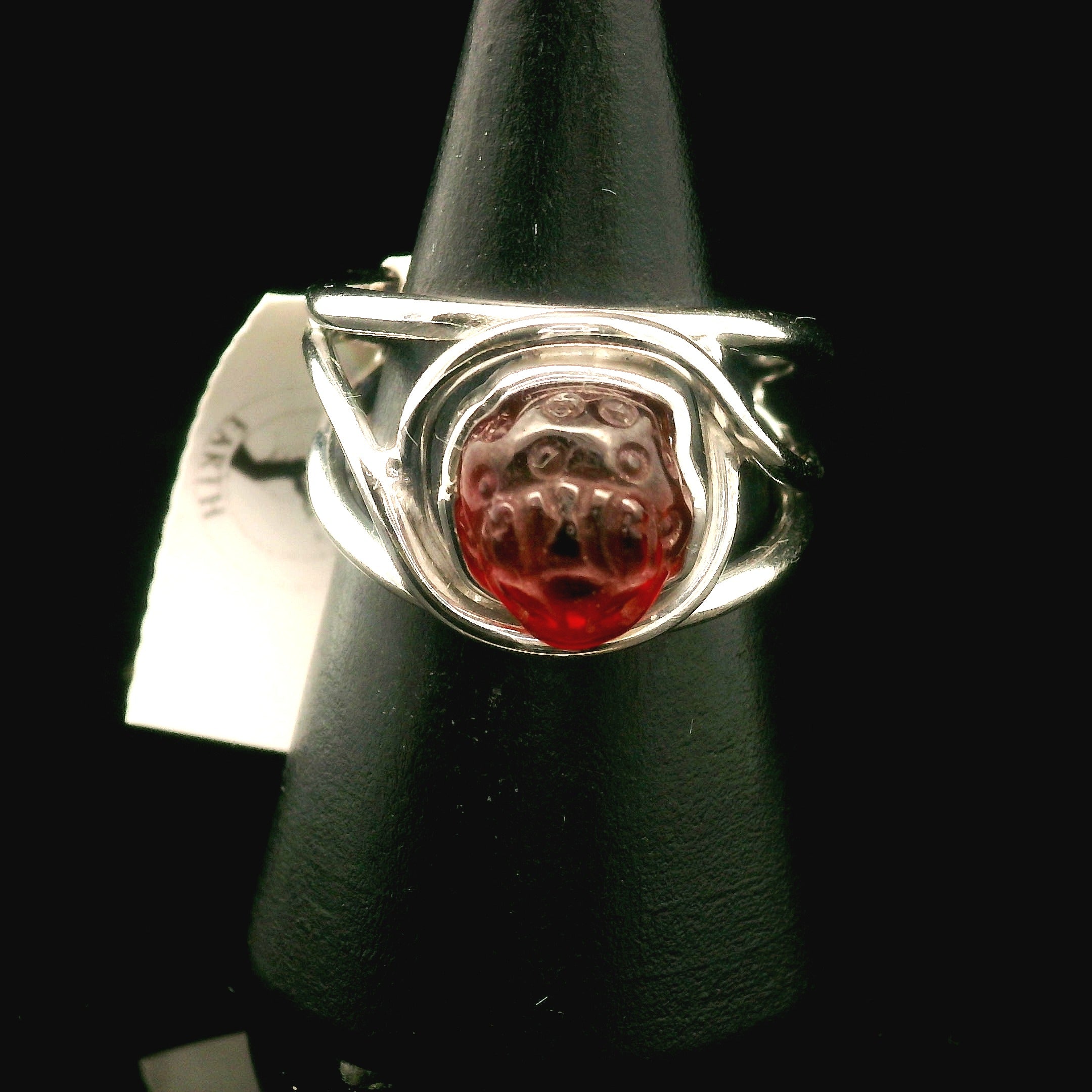 Hessonite Garnet Money Toad Cuff Ring in .925 Silver for Manifesting Love and Success in your Career, Protection and Wealth