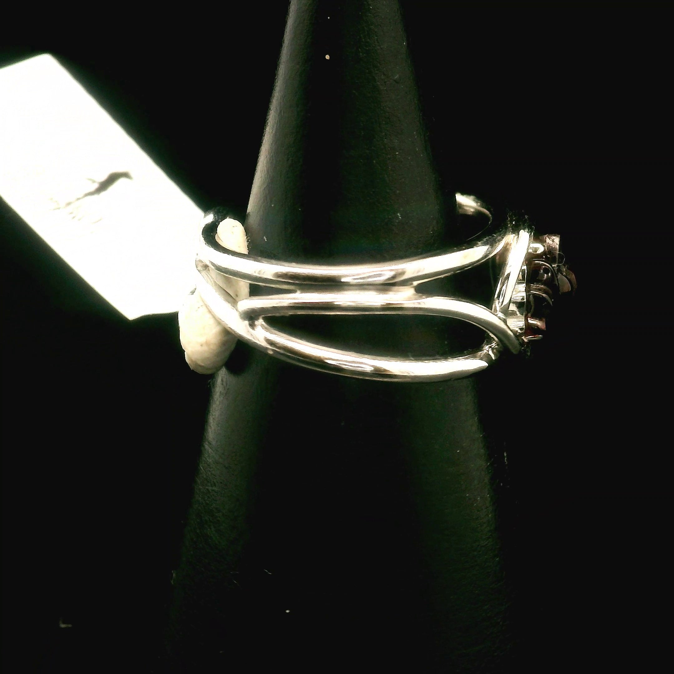 Garnet Lotus Cuff Ring .925 Silver for Health and Strength