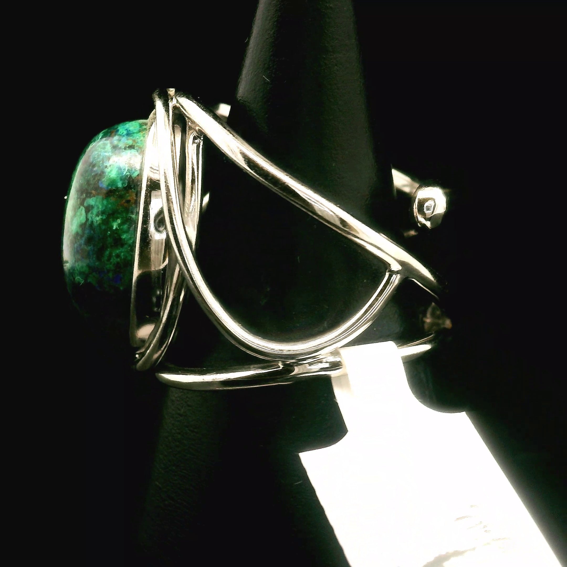 Azurite with Malachite Cuff Ring .925 Silver for Embracing Divine Feminine Power and Healing