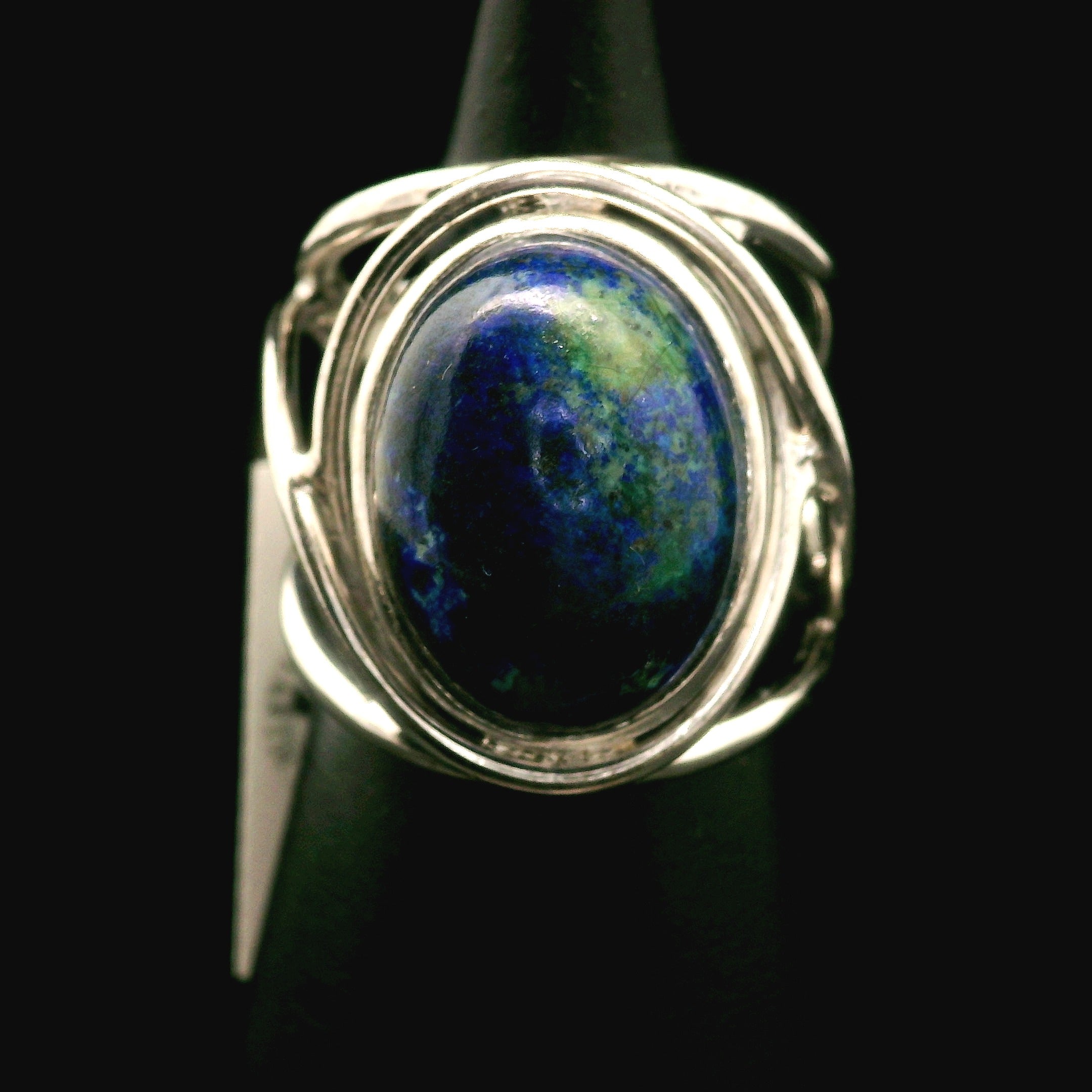 Azurite with Malachite Cuff Ring .925 Silver for Embracing Divine Feminine Power and Healing