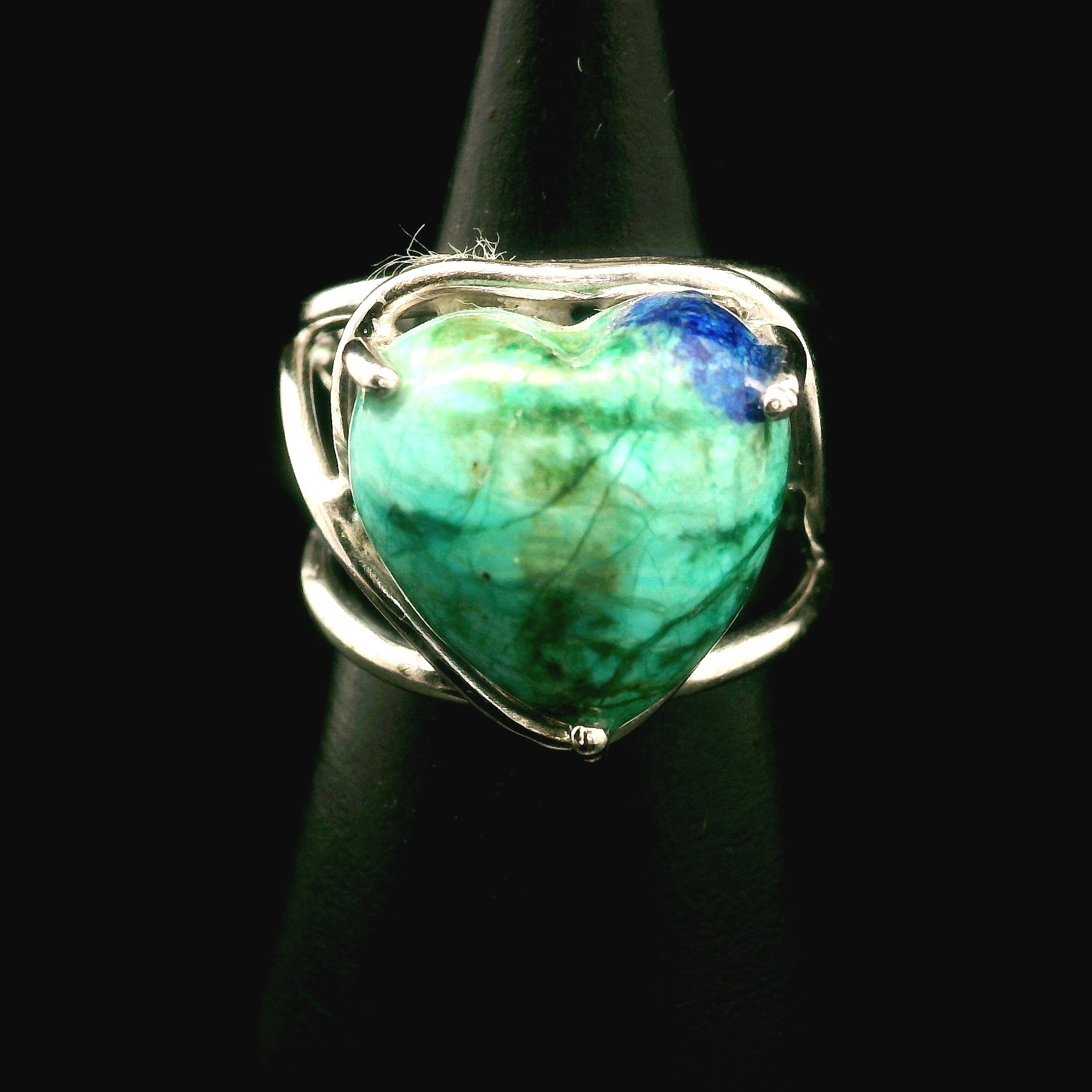 Azurite with Malachite Cuff Ring .925 Silver for Embracing Divine Feminine Power and Healing