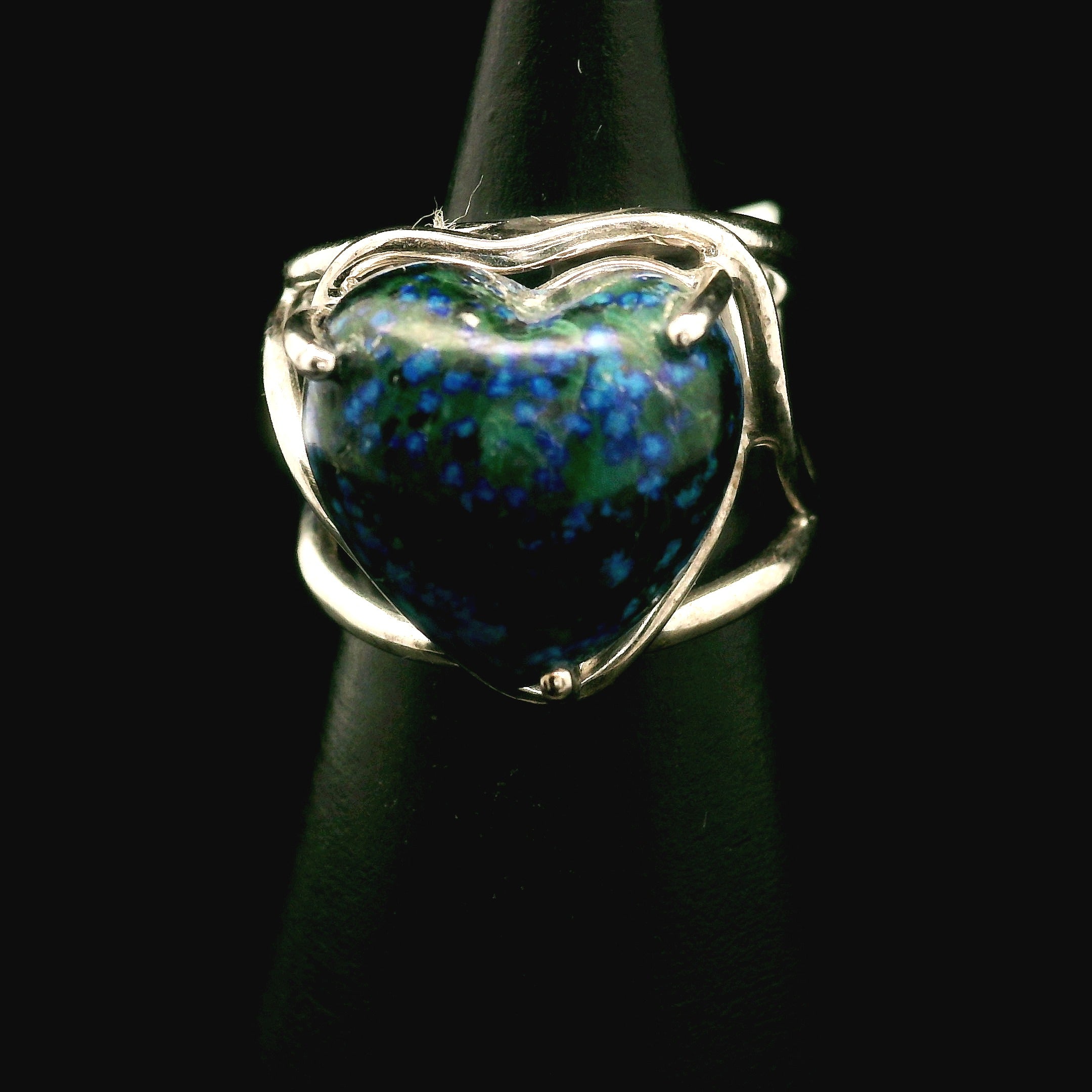 Azurite with Malachite Cuff Ring .925 Silver for Embracing Divine Feminine Power and Healing
