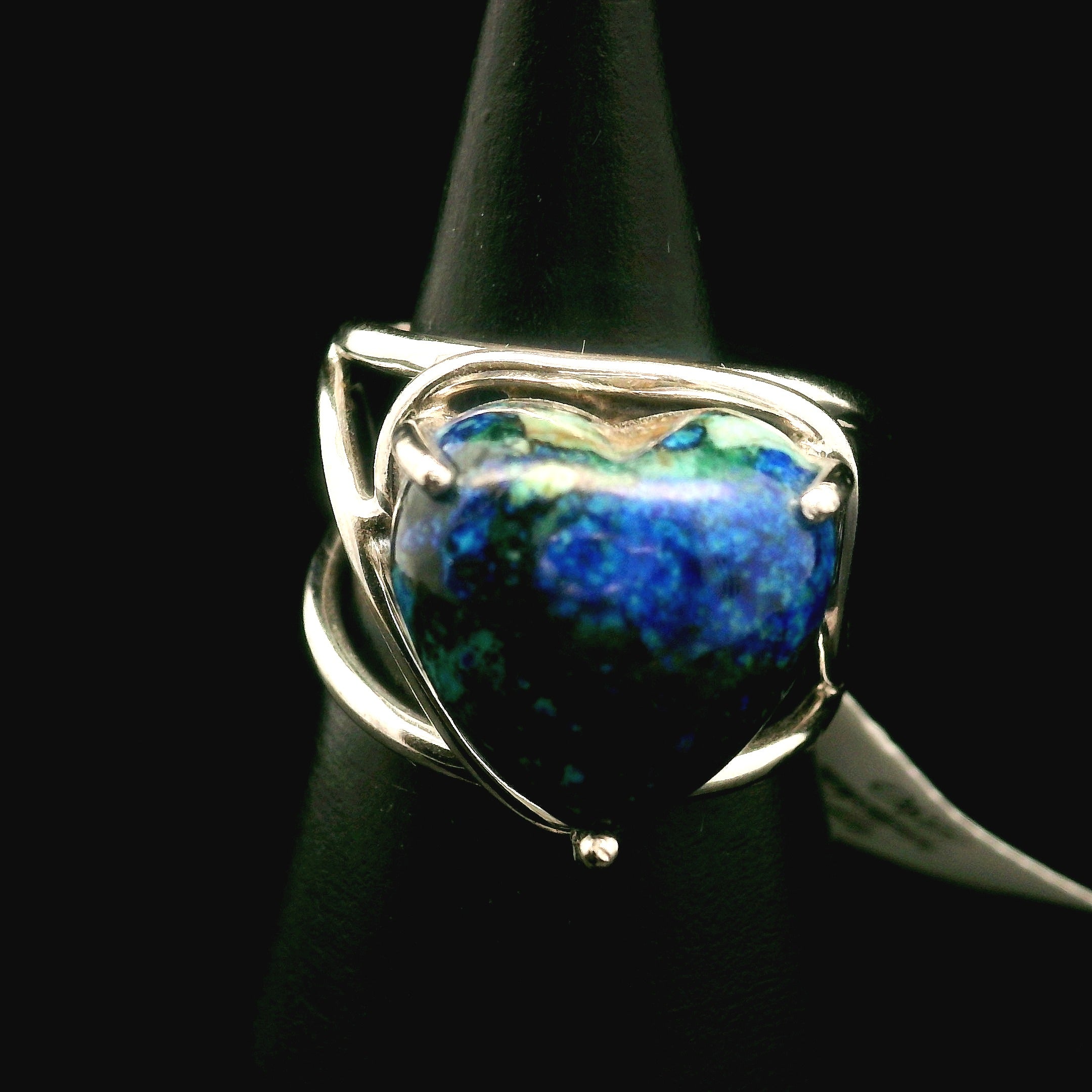 Azurite with Malachite Cuff Ring .925 Silver for Embracing Divine Feminine Power and Healing