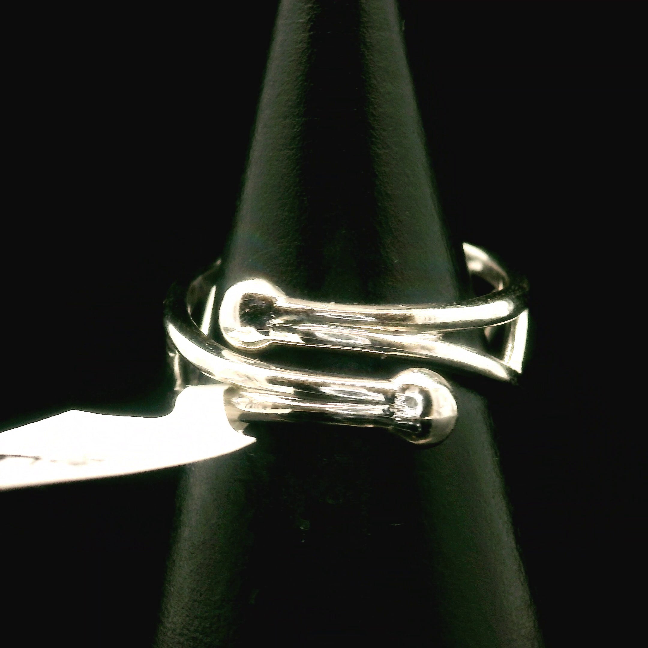 Double Cat Faceted Cuff Ring .925 Silver