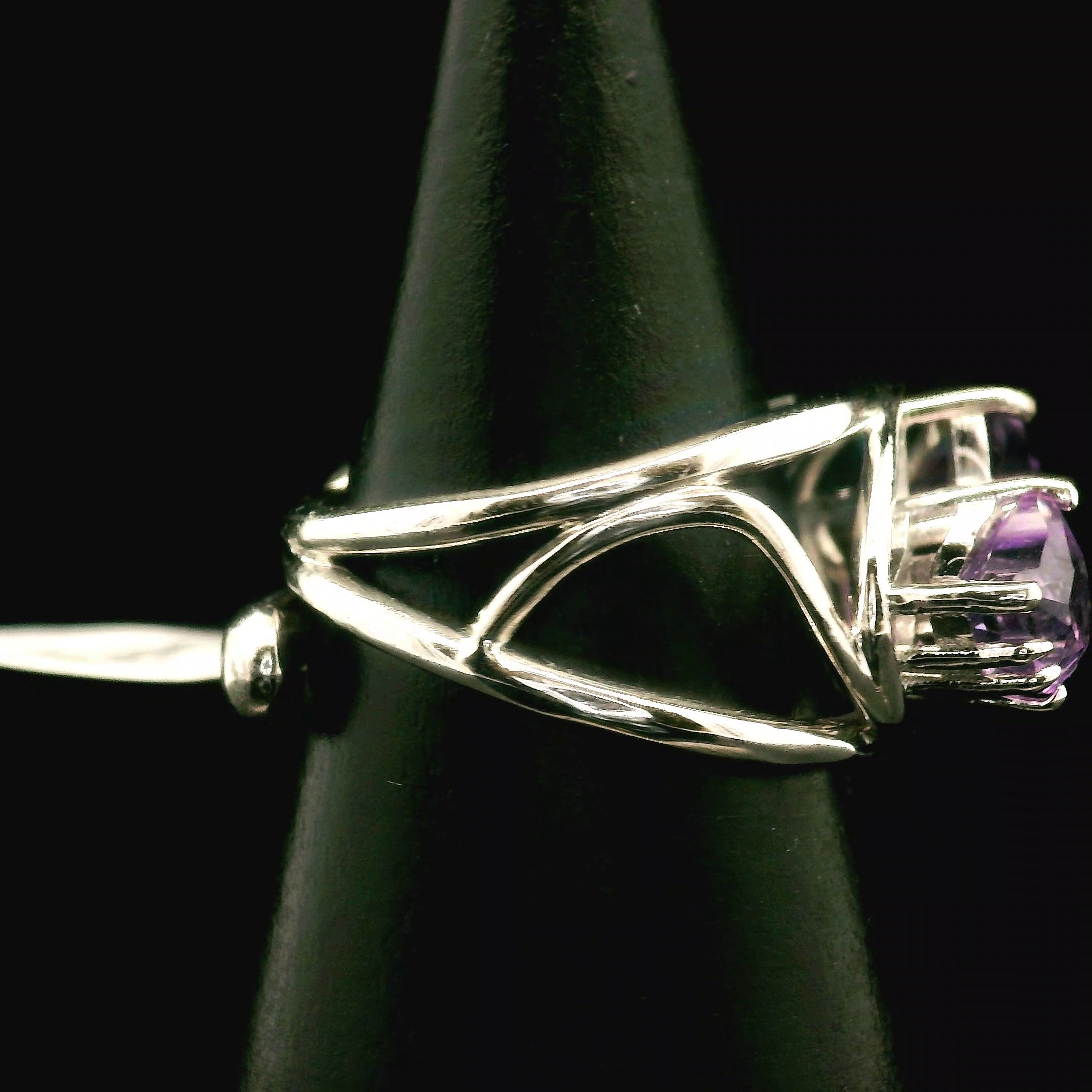 Double Cat Faceted Cuff Ring .925 Silver