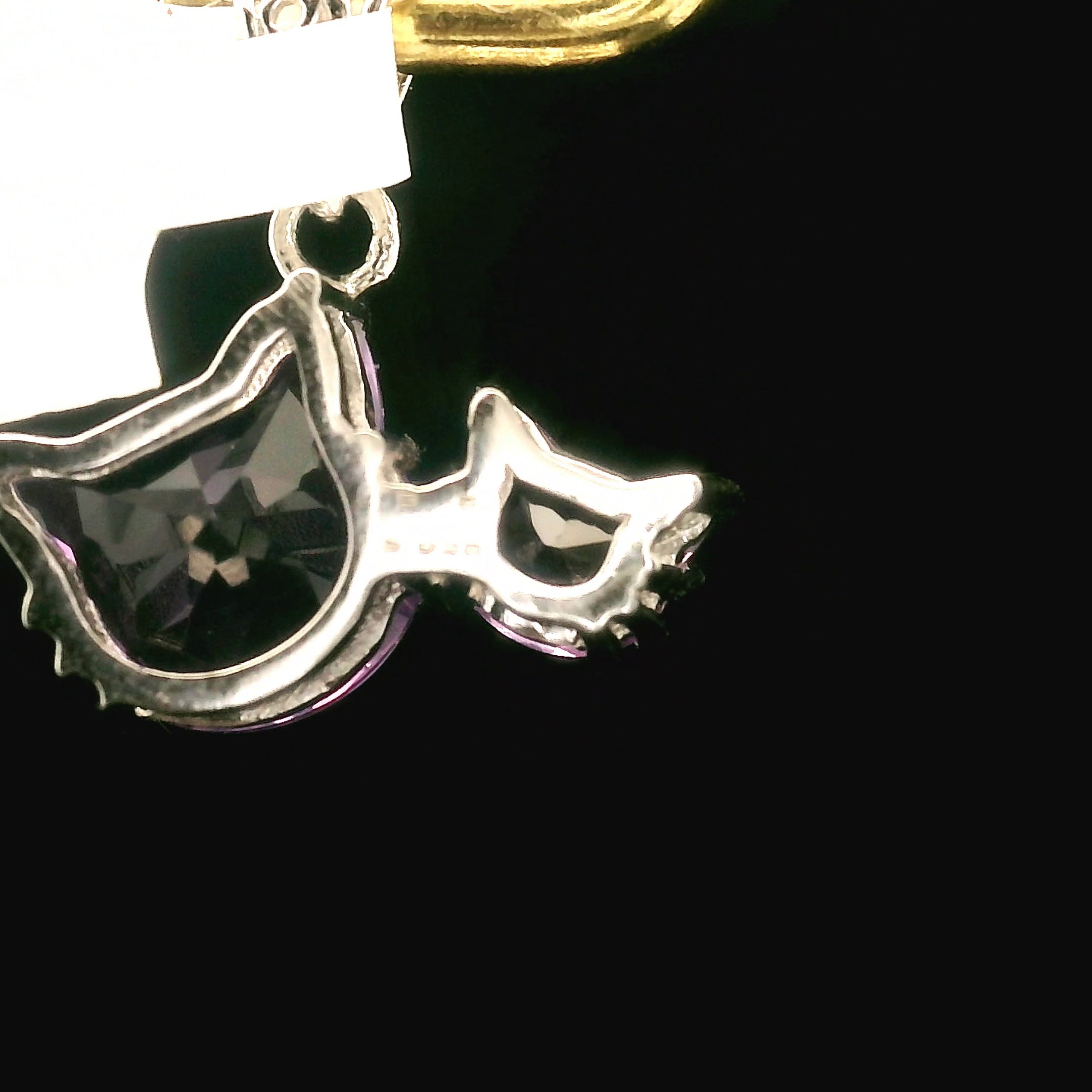 Double Cat Faceted Pendant .925 Silver