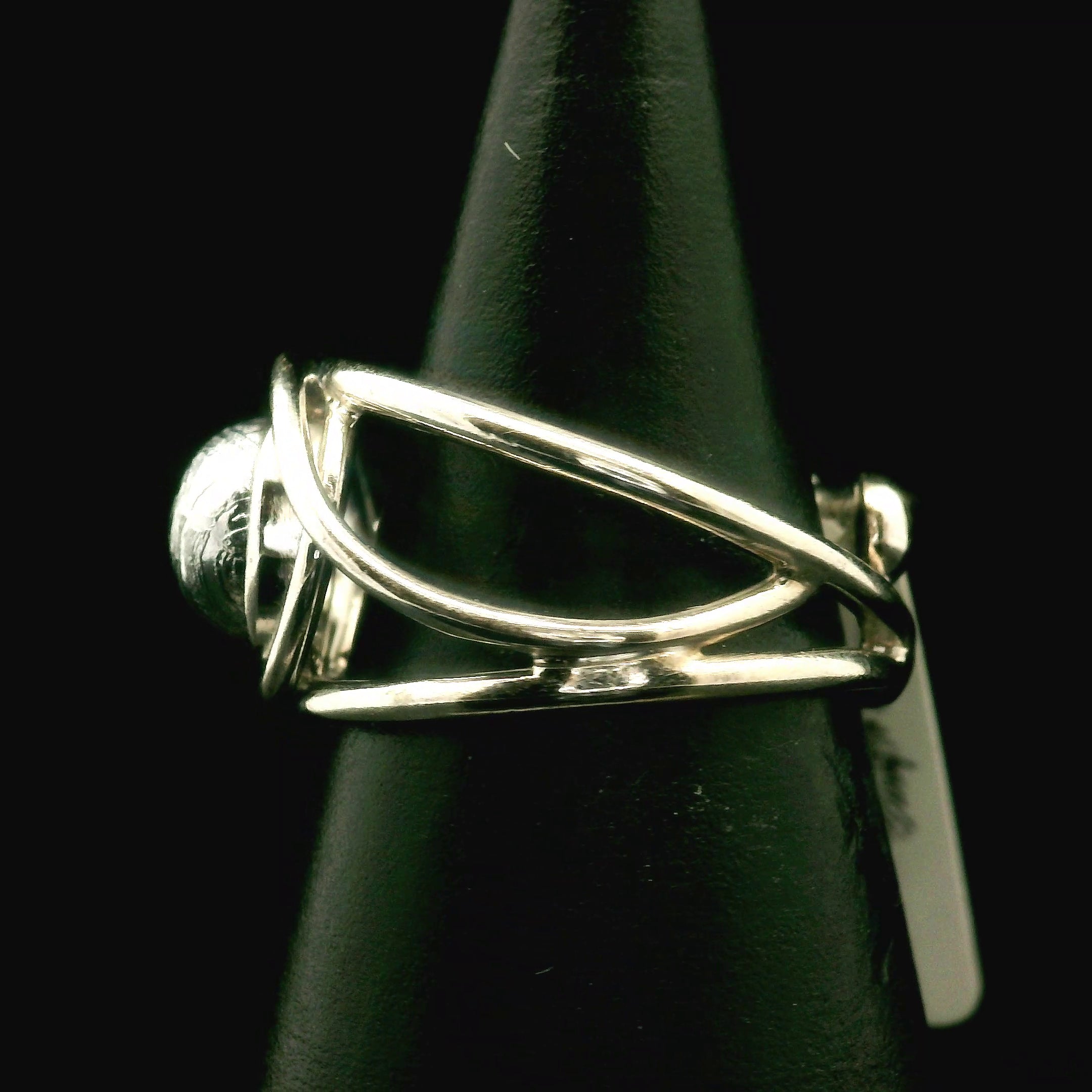 Swedish Muonionalusta Meteorite Cuff Ring Adjustable Ring .925 Silver for Spiritual Awakening and Multidimensional Awareness