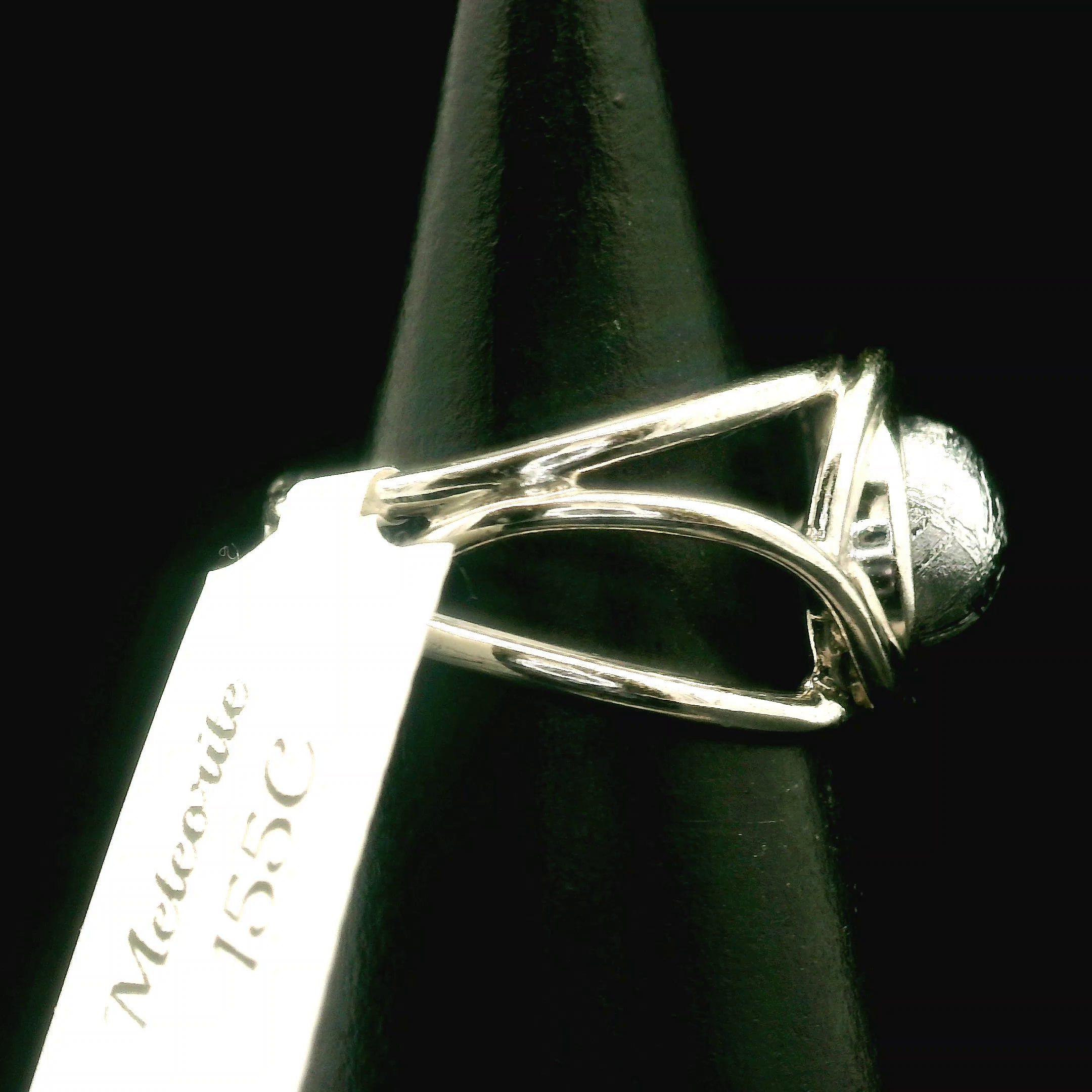 Swedish Muonionalusta Meteorite Cuff Ring Adjustable Ring .925 Silver for Spiritual Awakening and Multidimensional Awareness