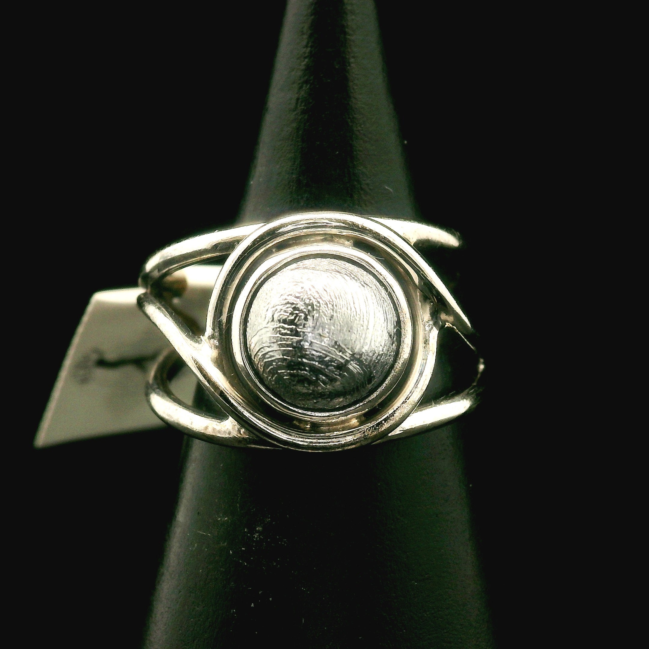 Swedish Muonionalusta Meteorite Cuff Ring Adjustable Ring .925 Silver for Spiritual Awakening and Multidimensional Awareness