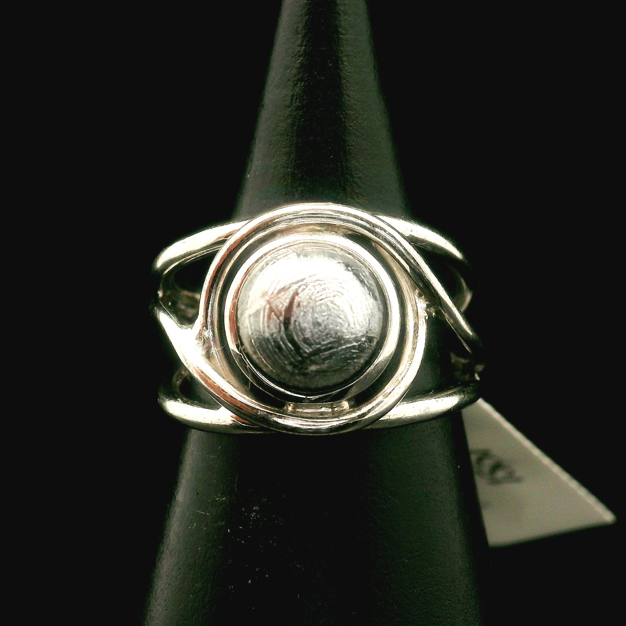 Swedish Muonionalusta Meteorite Cuff Ring Adjustable Ring .925 Silver for Spiritual Awakening and Multidimensional Awareness