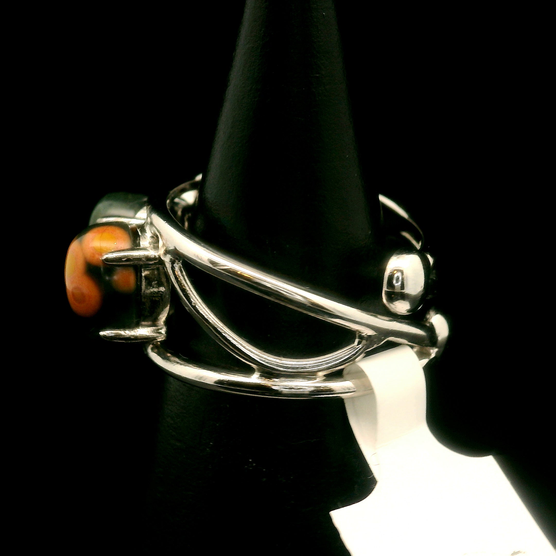 Orbicular "Ocean" Jasper Adjustable Stacker Ring Cuff .925 Silver for Joy and Peace