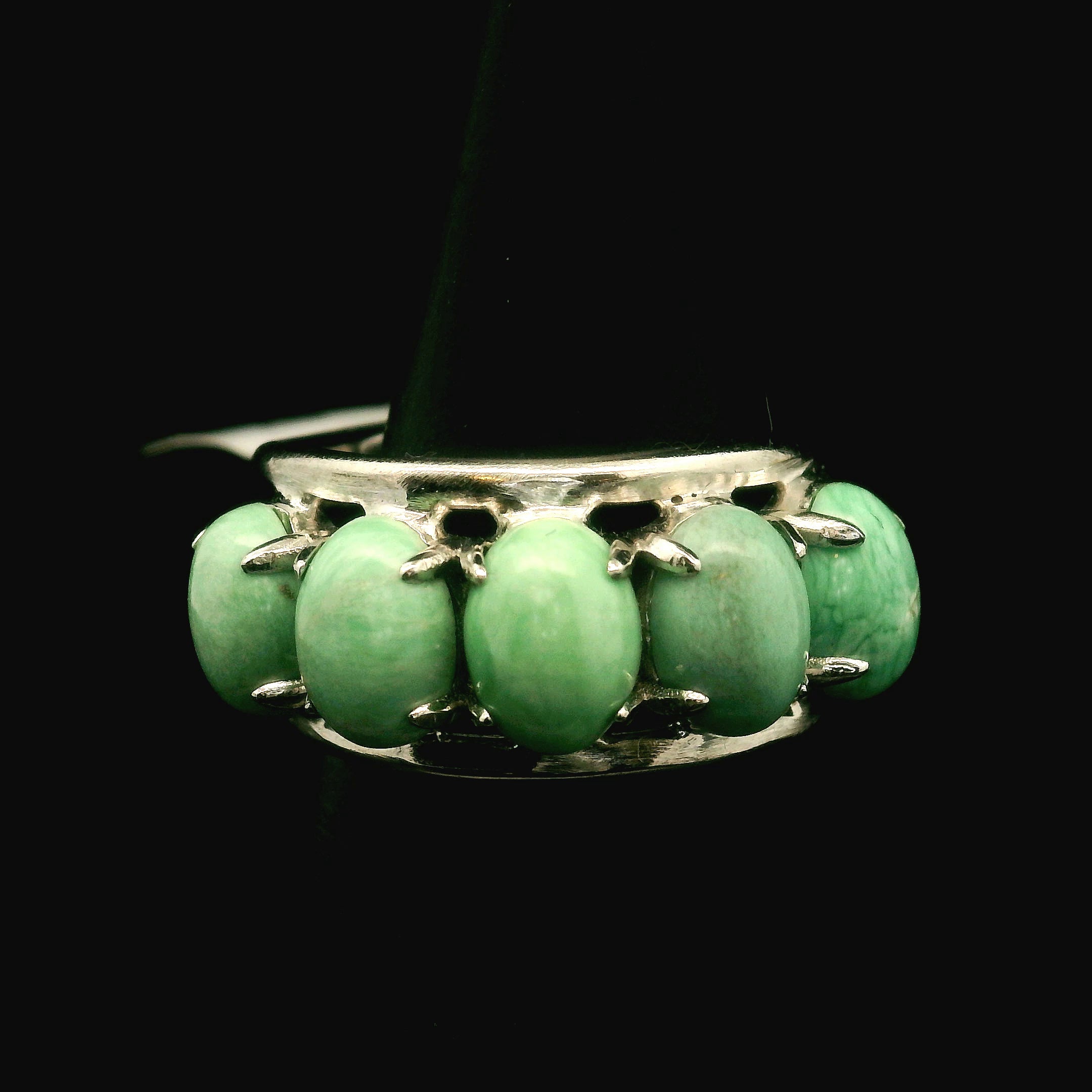 Variscite Stacker Cuff Ring .925 Silver for Emotional Healing, Joy, Love and Prosperity