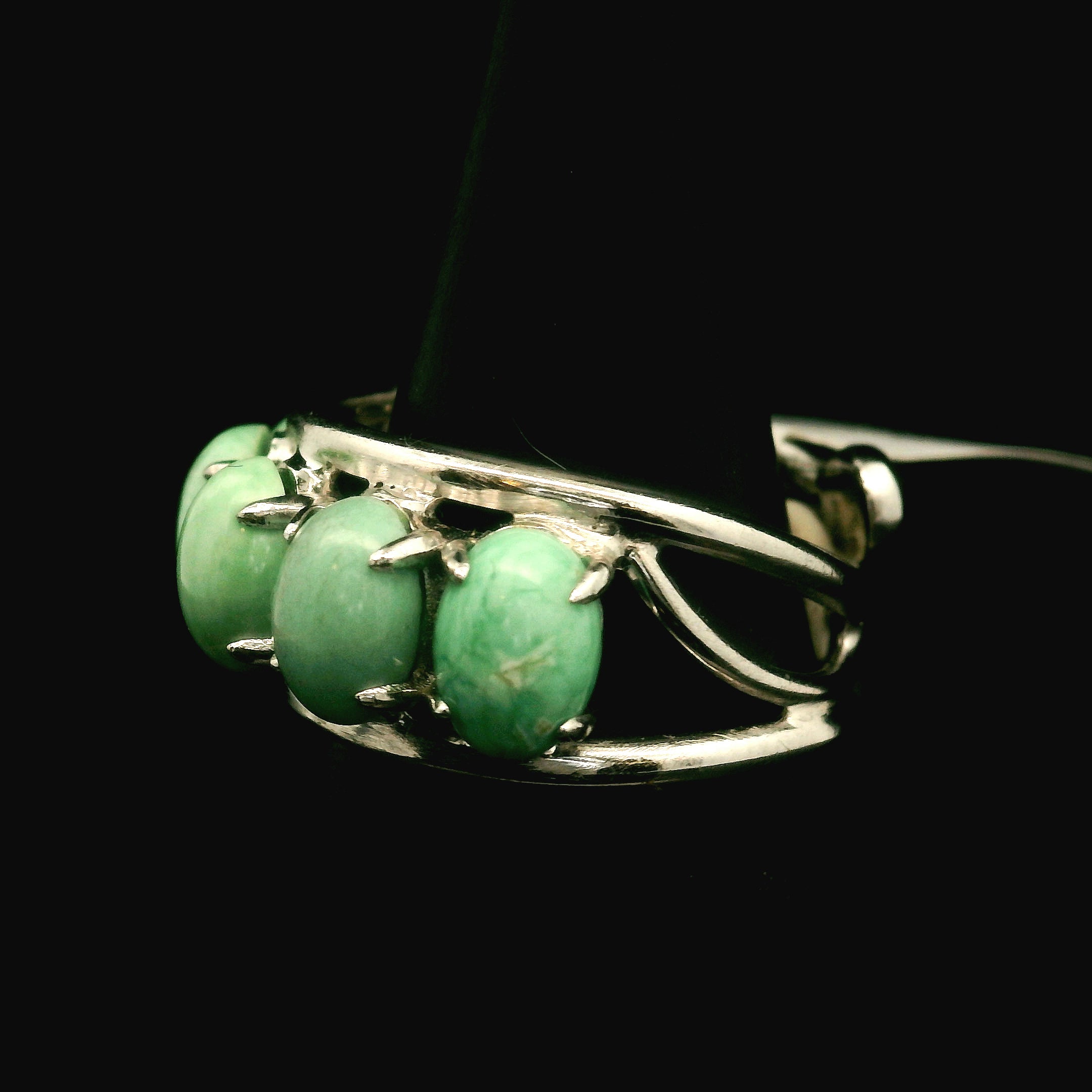 Variscite Stacker Cuff Ring .925 Silver for Emotional Healing, Joy, Love and Prosperity