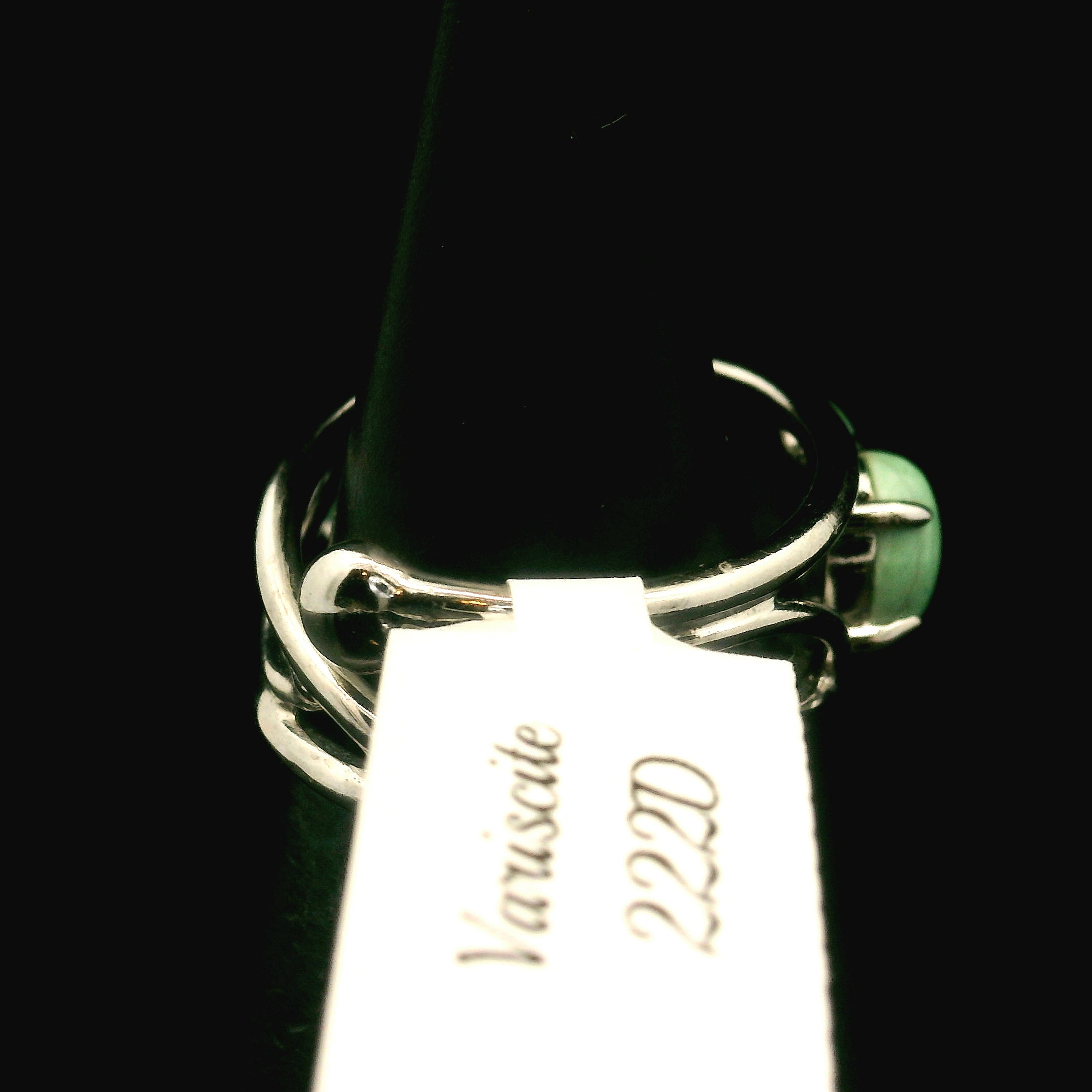 Variscite Stacker Cuff Ring .925 Silver for Emotional Healing, Joy, Love and Prosperity