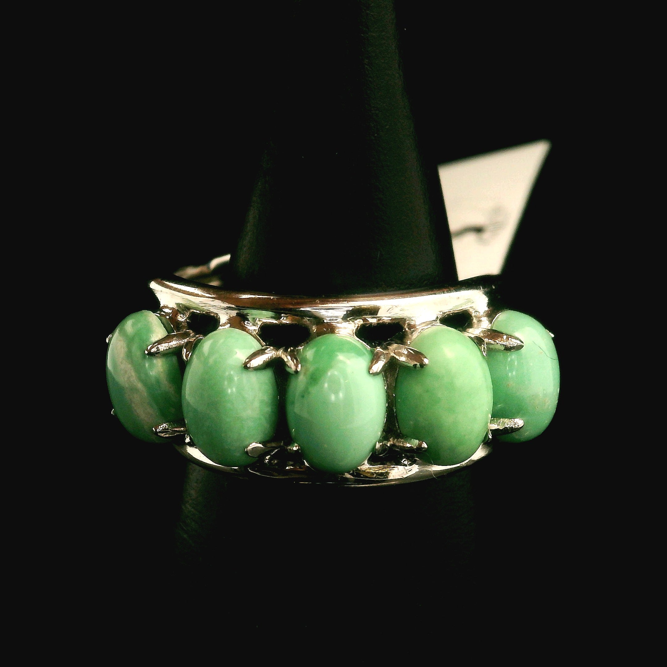 Variscite Stacker Cuff Ring .925 Silver for Emotional Healing, Joy, Love and Prosperity