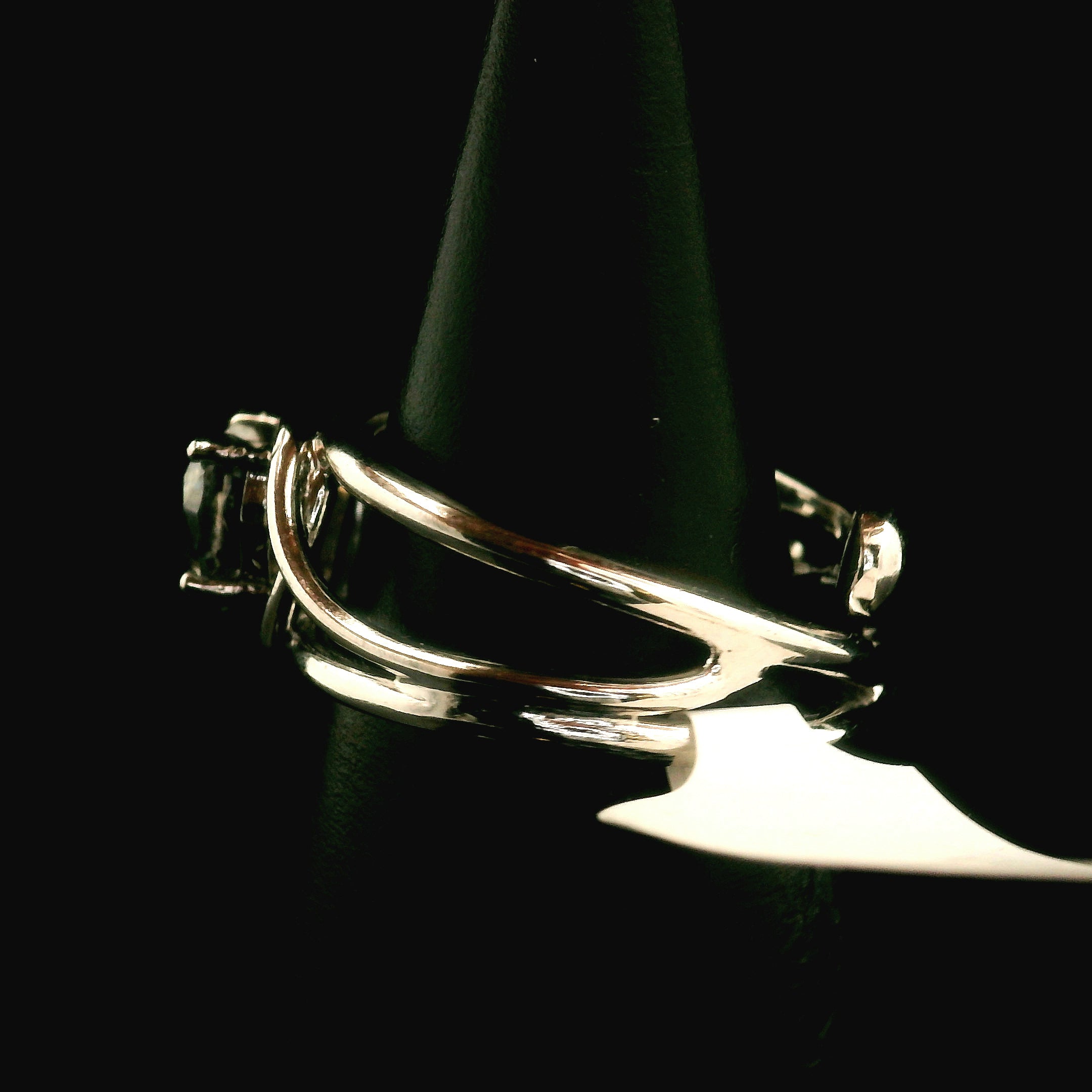 Smokey Moissanite Adjustable Midi Cuff Ring .925 Silver for Enlightenment, Inner Peace & Spiritual Transformation