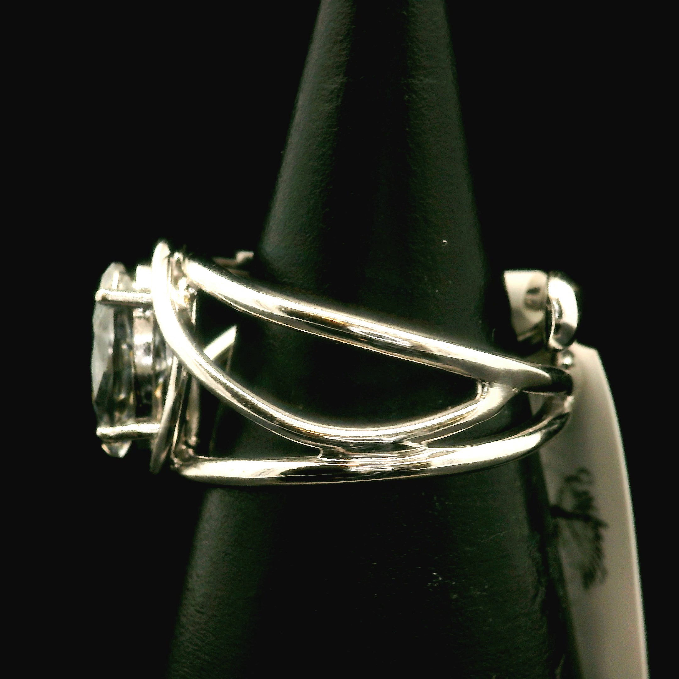 Smokey Moissanite Adjustable Midi Cuff Ring .925 Silver for Enlightenment, Inner Peace & Spiritual Transformation