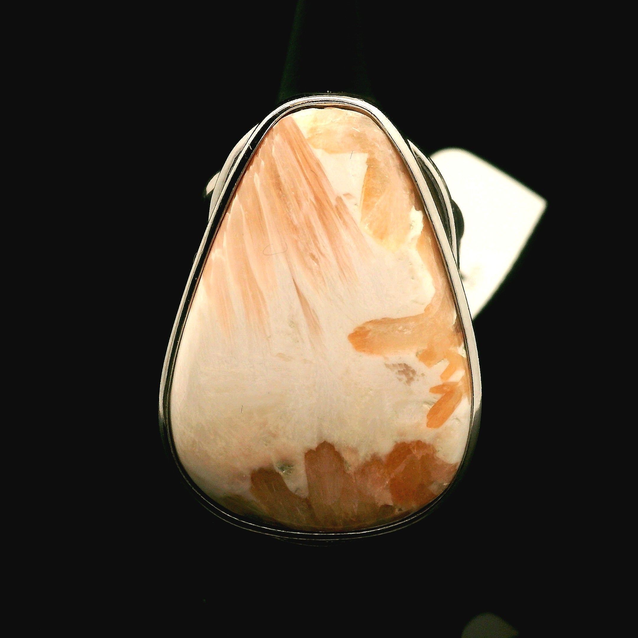 Scolecite Cuff Ring .925 Silver for Accessing Higher Realms and Lineage Healing