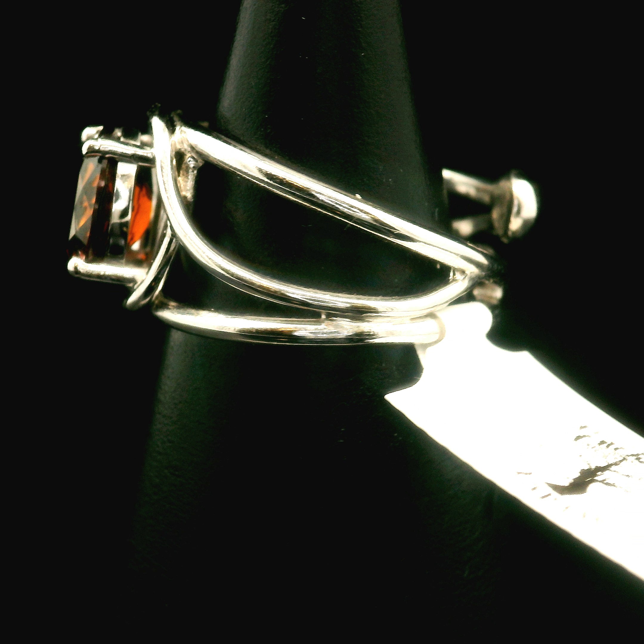 Sol Zircon Cuff Ring .925 Silver for Determination, Organization & Transformation