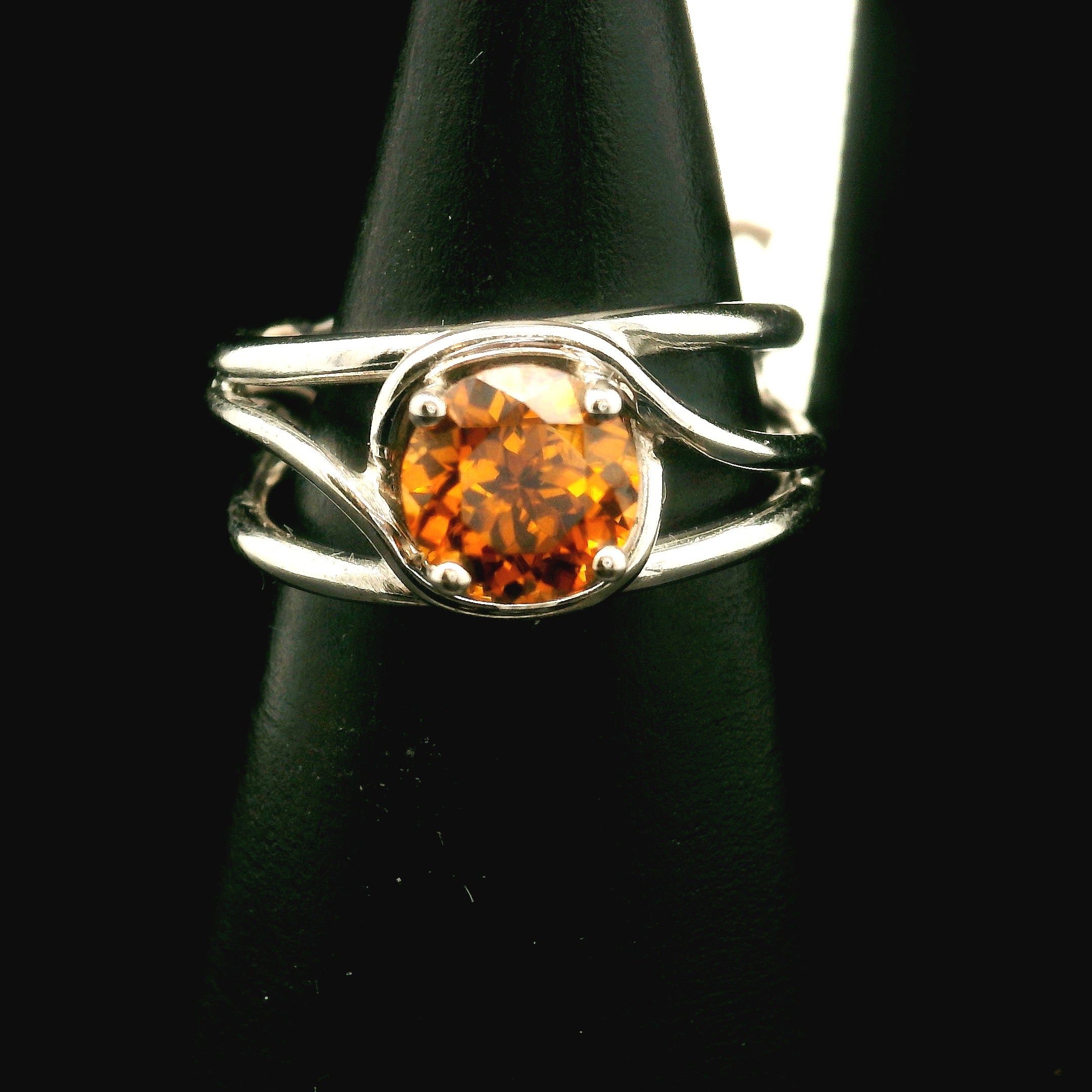 Sol Zircon Cuff Ring .925 Silver for Determination, Organization & Transformation
