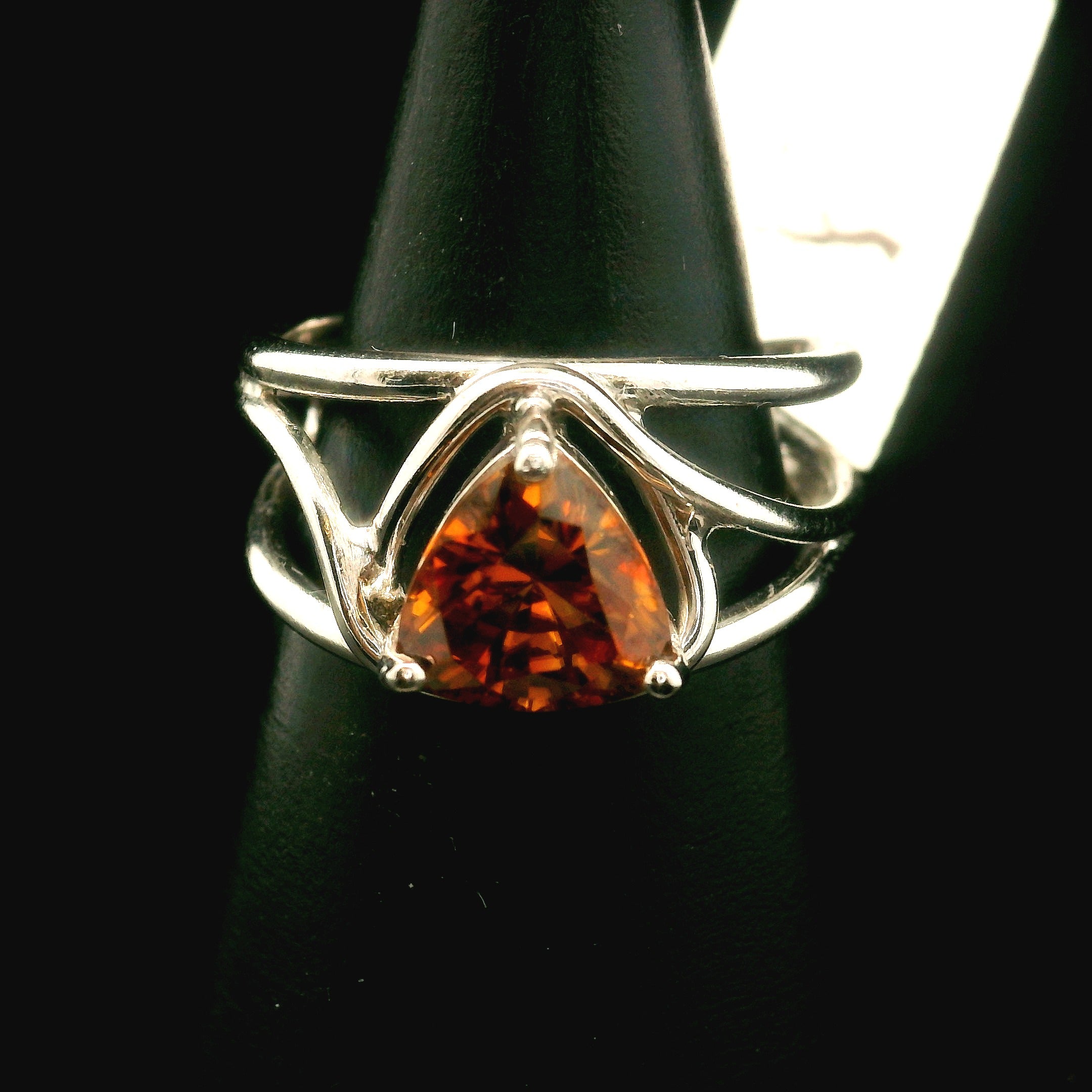 Sol Zircon Cuff Ring .925 Silver for Determination, Organization & Transformation