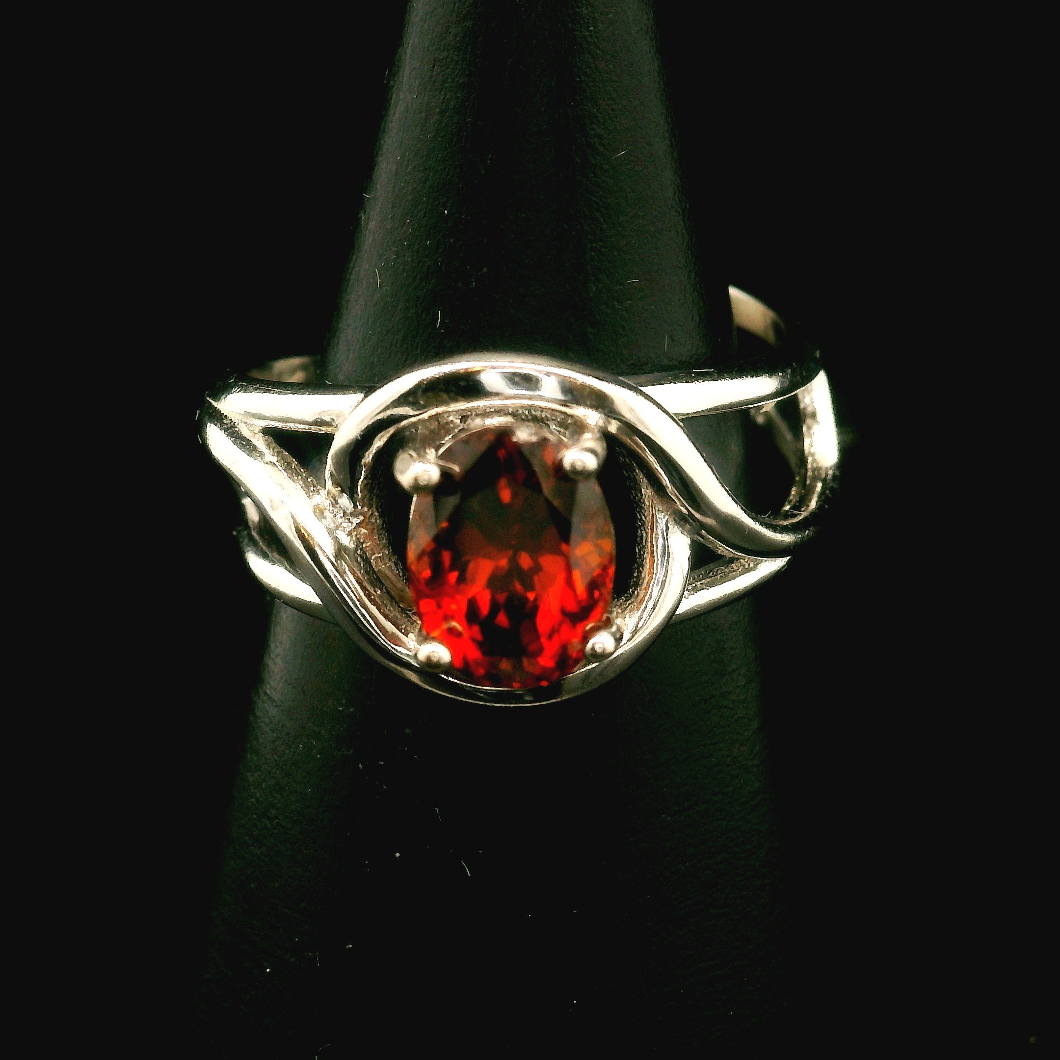 Sol Zircon Cuff Ring .925 Silver for Determination, Organization & Transformation