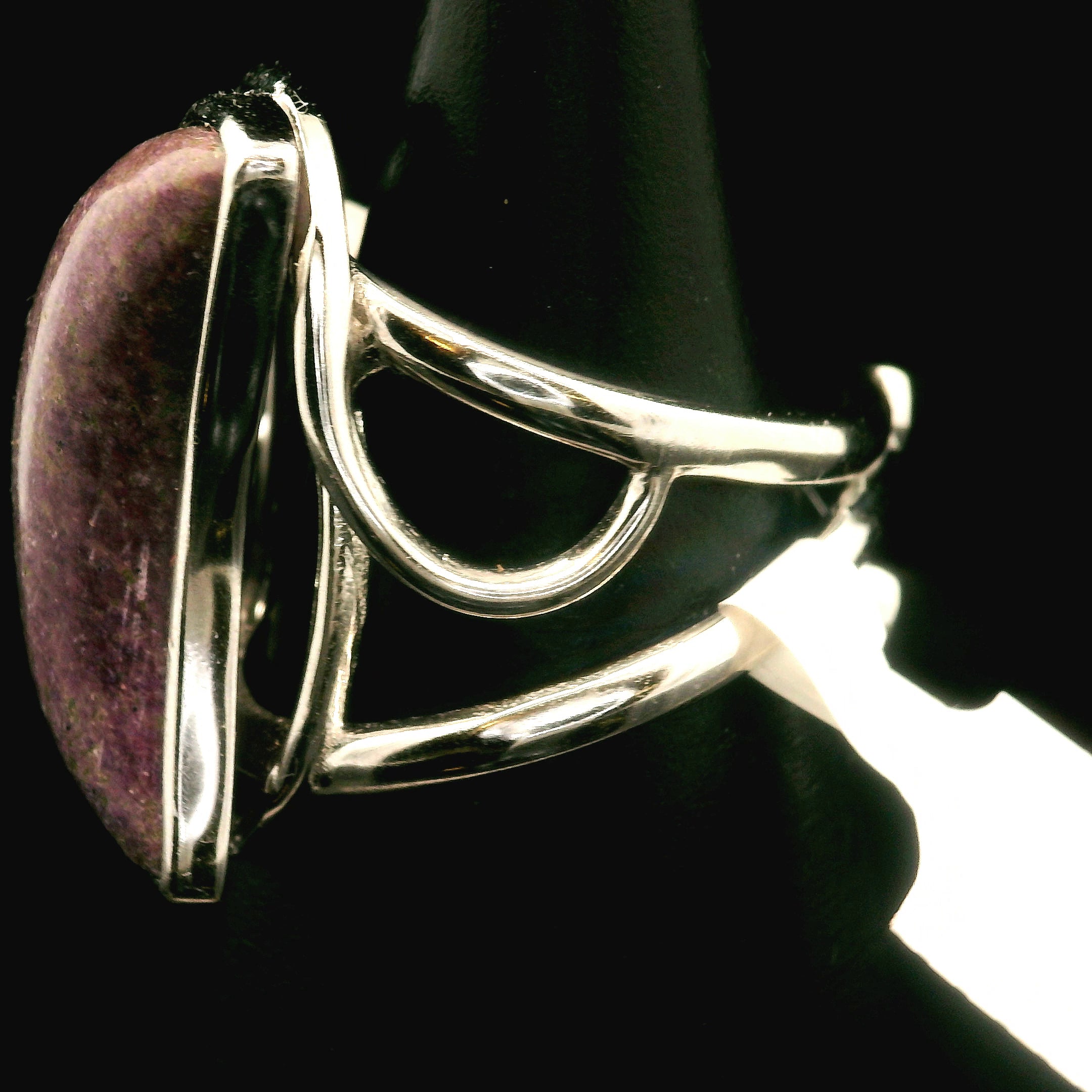 Atlantisite Stichtite in Serpentine Finger Cuff Adjustable Ring .925 Silver with Rhodium Plating for Emotional Maturity, Inner Peace and Improved Self Esteem