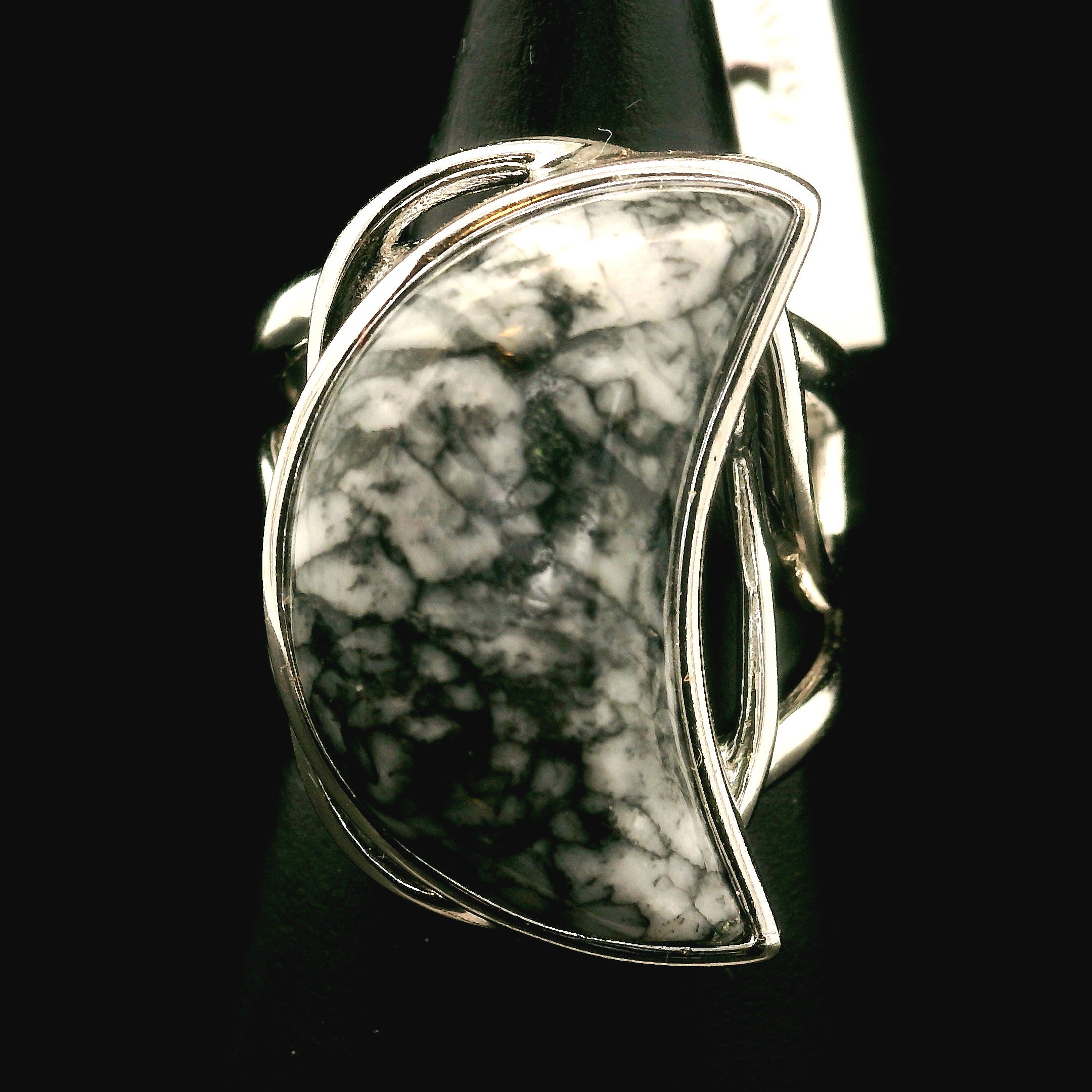 Pinolite Cuff Ring 925 Silver for Inner Peace and Emotional Balance