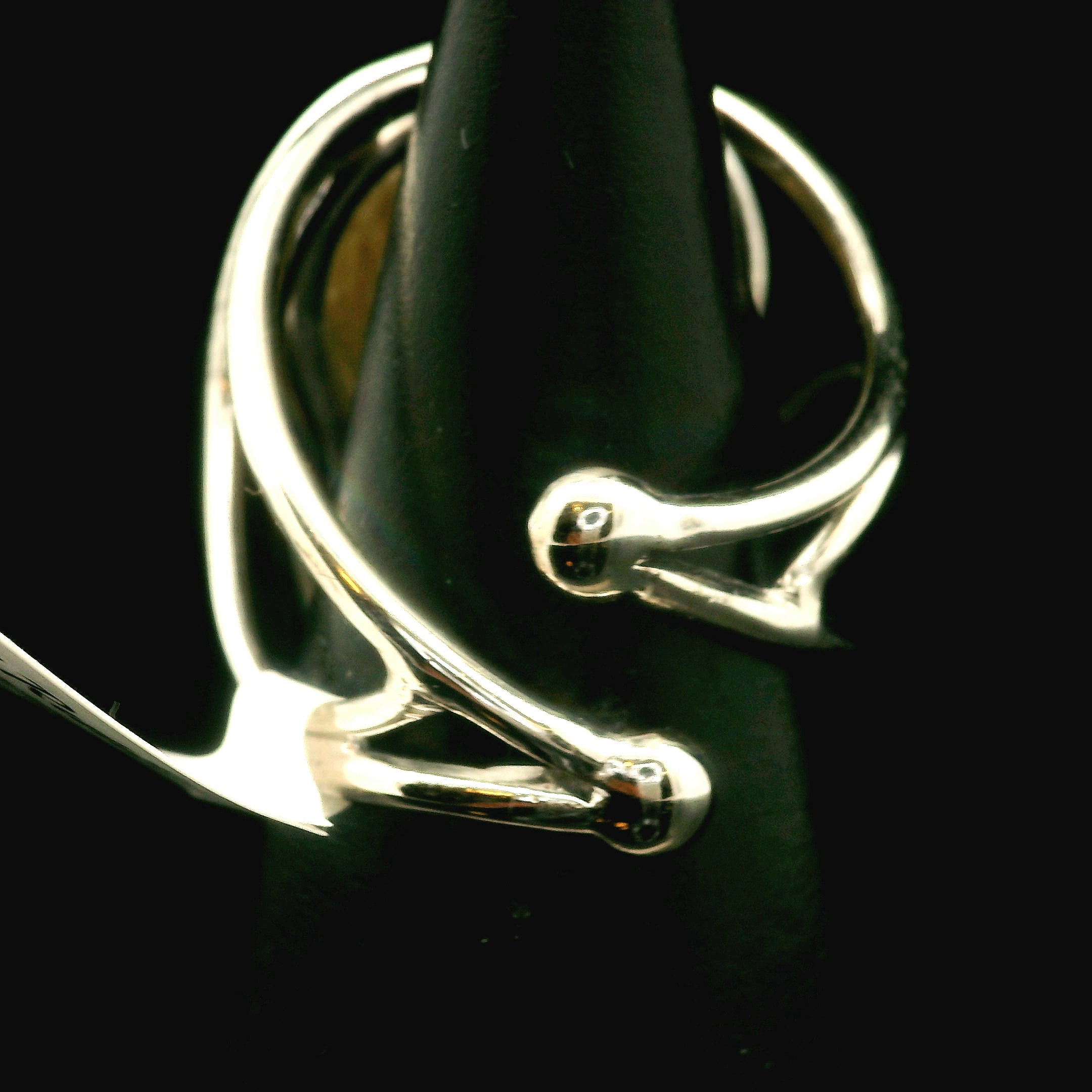 Gold Rutile Money Toad Cuff Ring .925 Silver for Insight, Meditation & Shamanic Journey