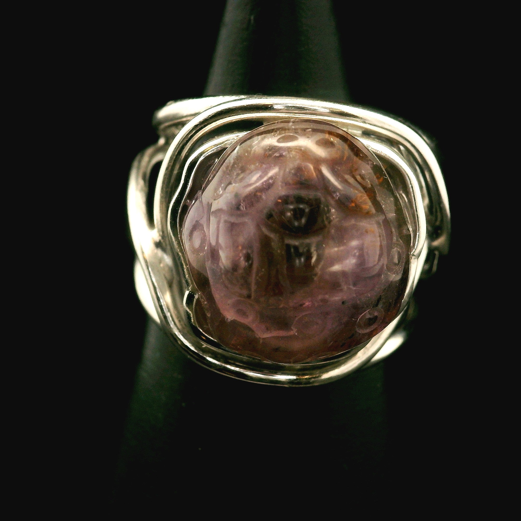 Super 7 Money Toad Cuff Ring .925 Silver for Awakening your Gifts and Creating your Dream Life