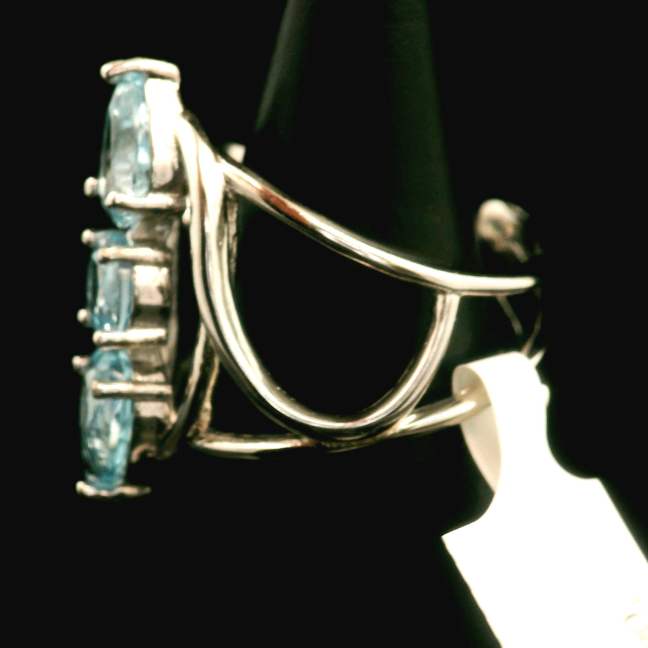 Blue Topaz Wand Cuff Ring .925 Silver for Higher Levels of Awareness, Peaceful Communication and Clarity