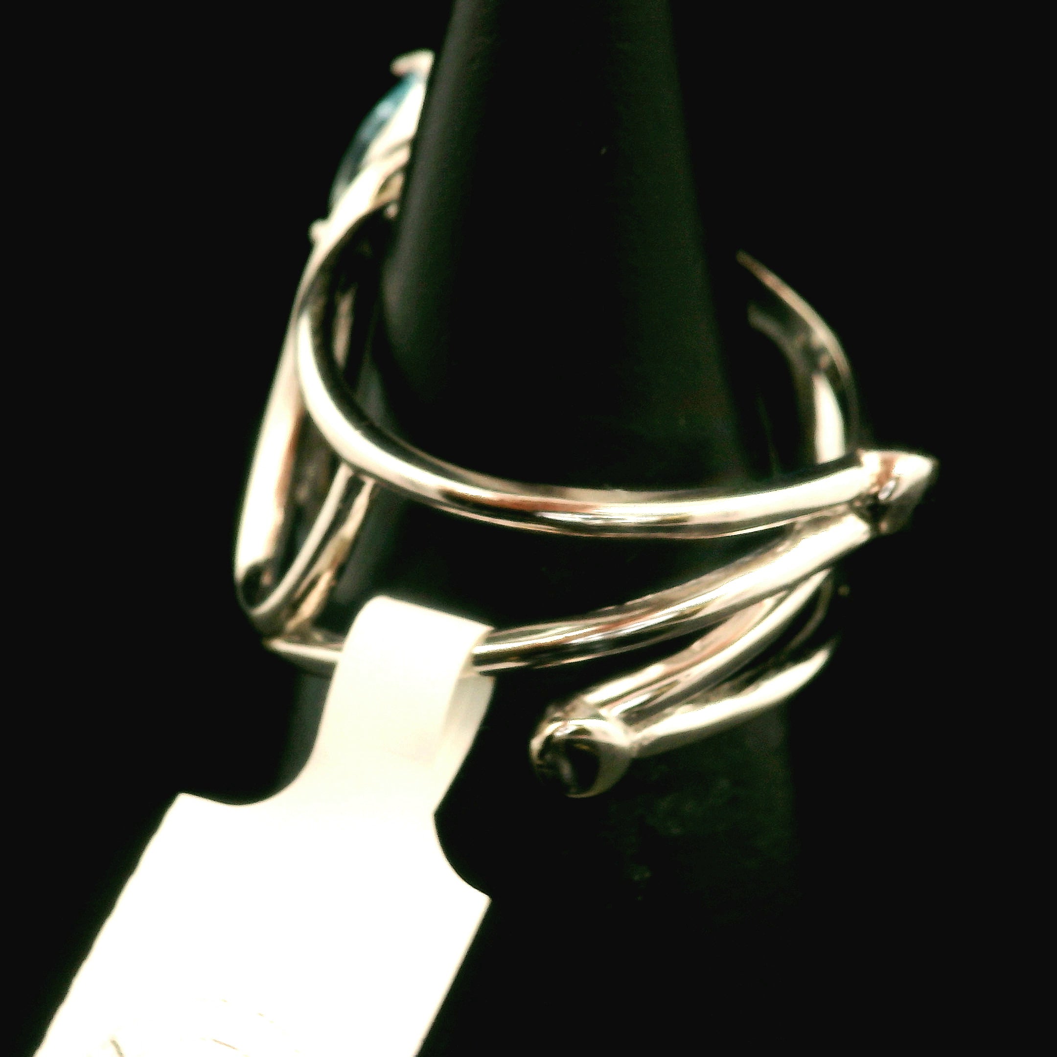 Blue Topaz Wand Cuff Ring .925 Silver for Higher Levels of Awareness, Peaceful Communication and Clarity