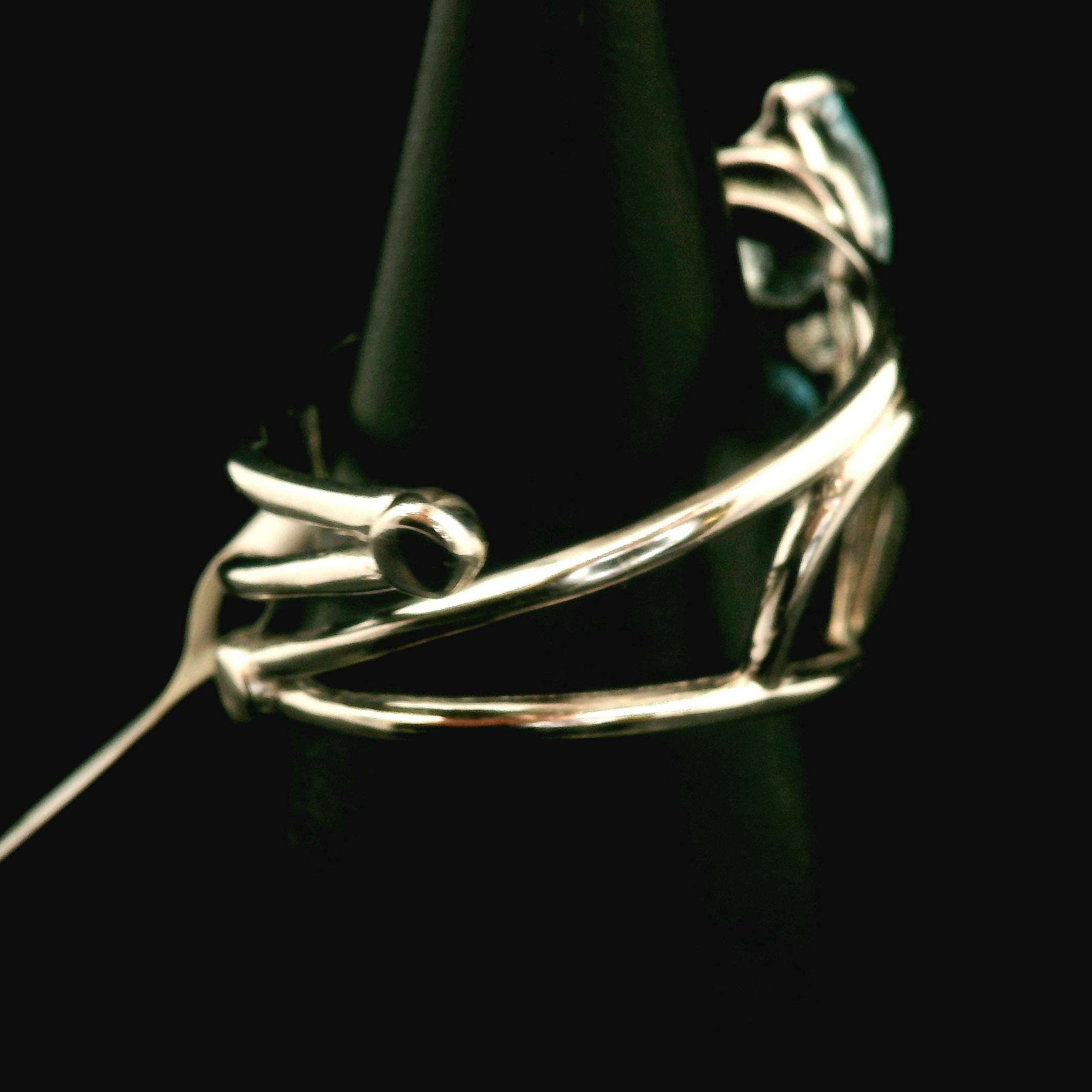 Blue Topaz Wand Cuff Ring .925 Silver for Higher Levels of Awareness, Peaceful Communication and Clarity