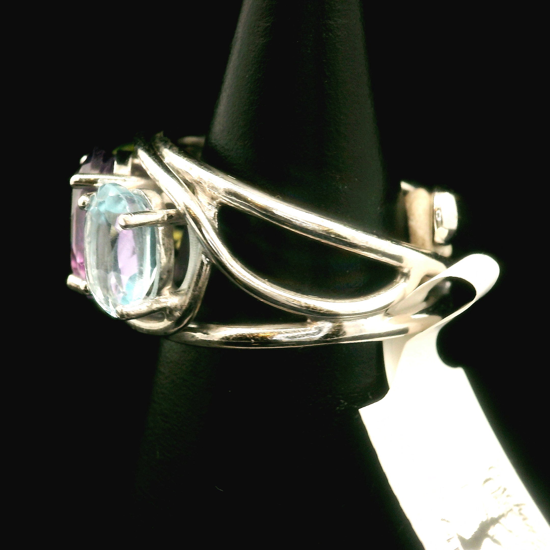 Triple Stone Finger Crown Ring .925 Silver