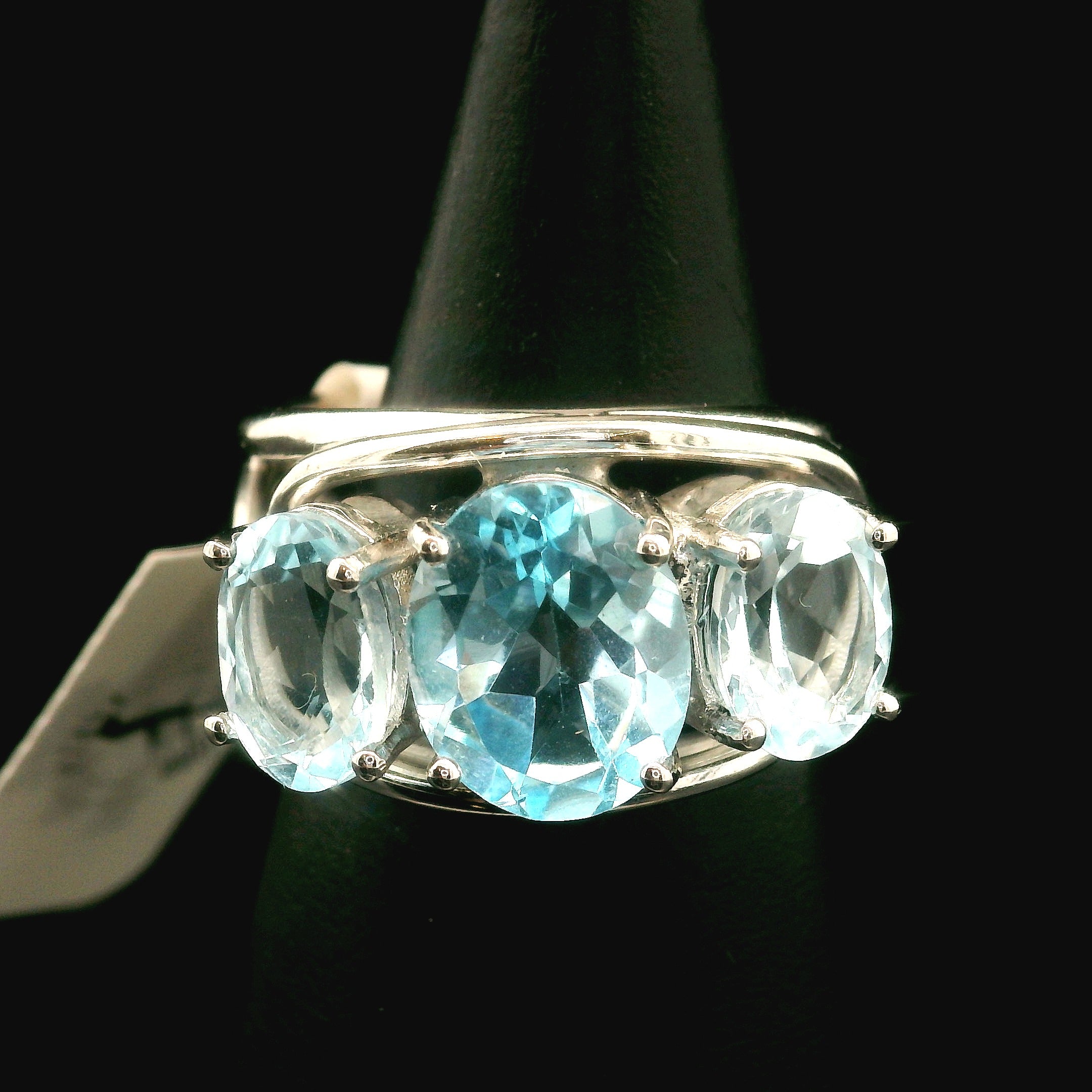 Triple Stone Finger Crown Ring .925 Silver